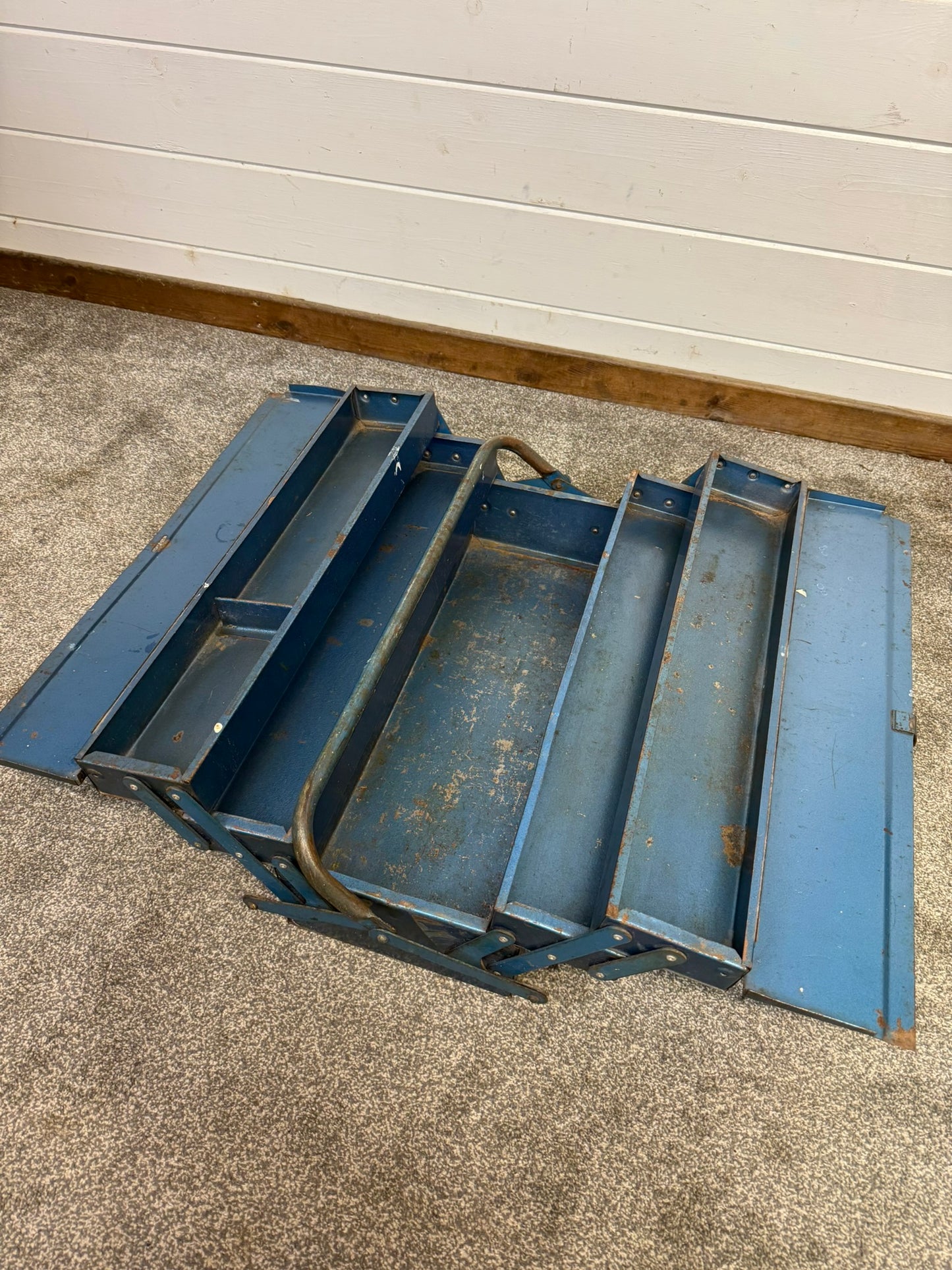 Vintage Metal Toolbox Engineers Cantilever Tool Box Rustic Patina Tool Chest