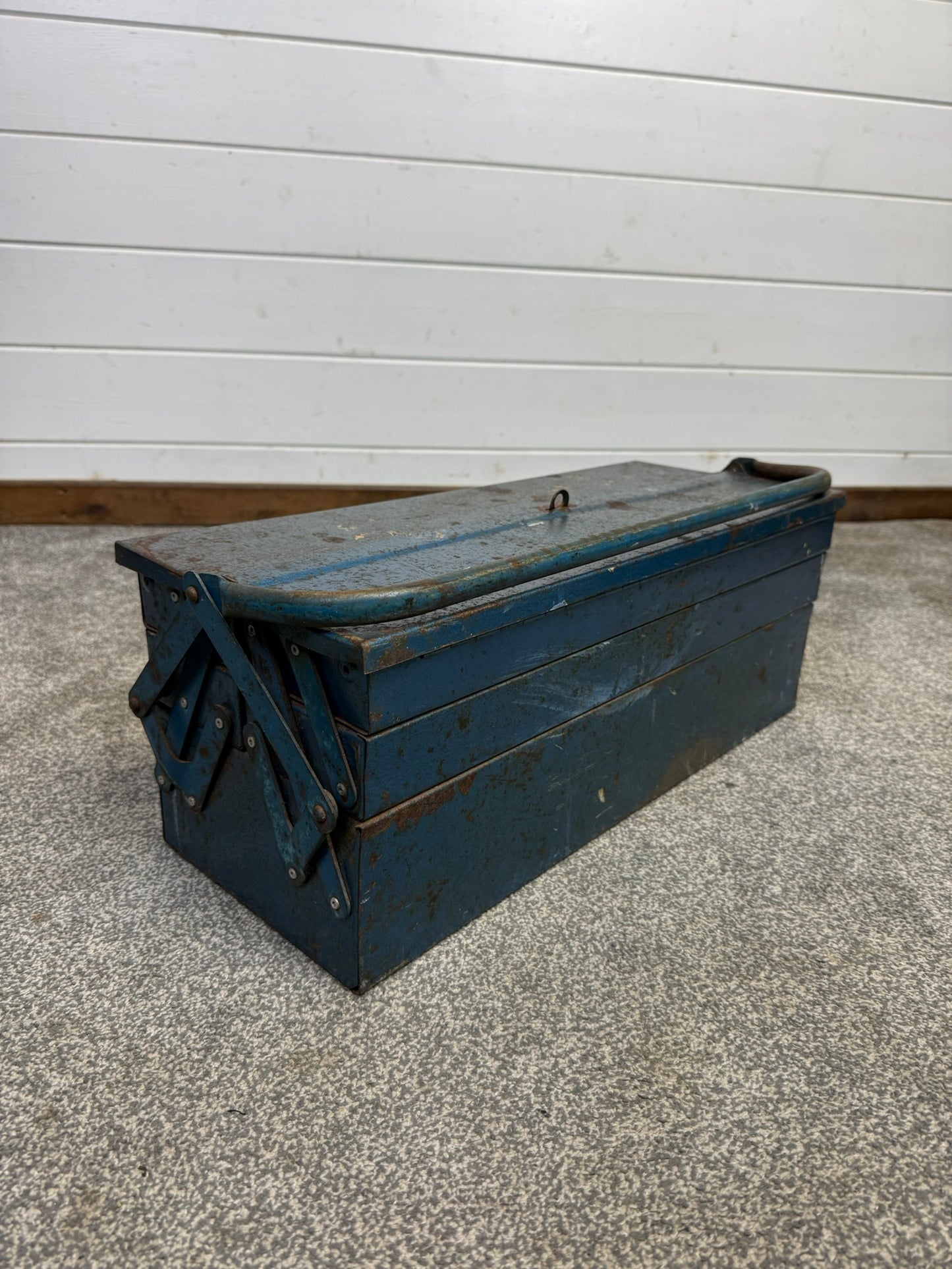 Vintage Metal Toolbox Engineers Cantilever Tool Box Rustic Patina Tool Chest