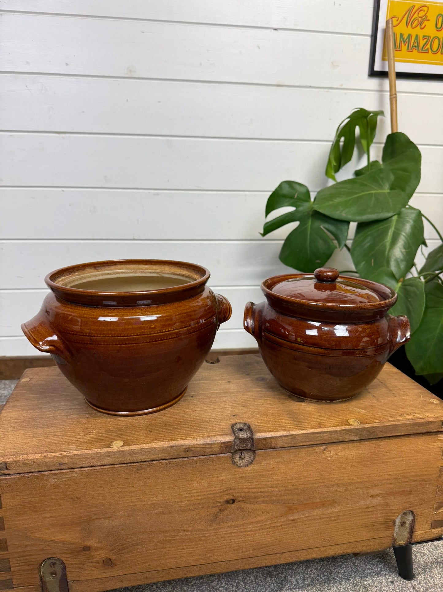 2x Vintage Pearsons Chesterfield Stoneware Casserole Dish Crockpot Oven Cookware