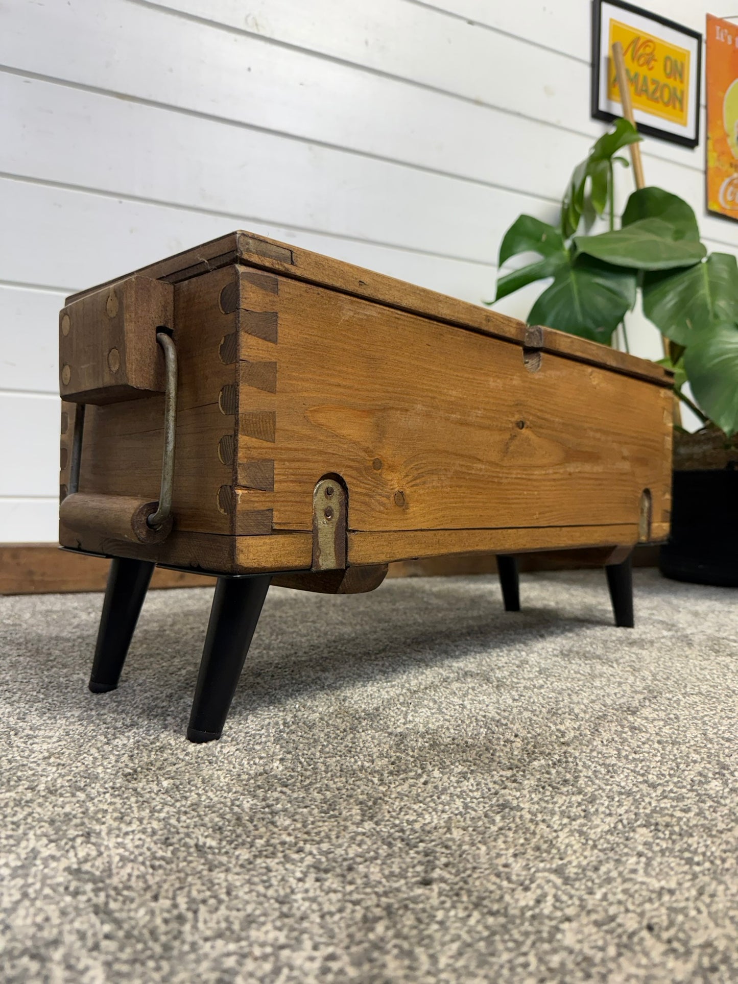 Vintage Rustic Wooden Box Side Table Storage Reclaimed Chest Cottage Farmhouse Coffee Table