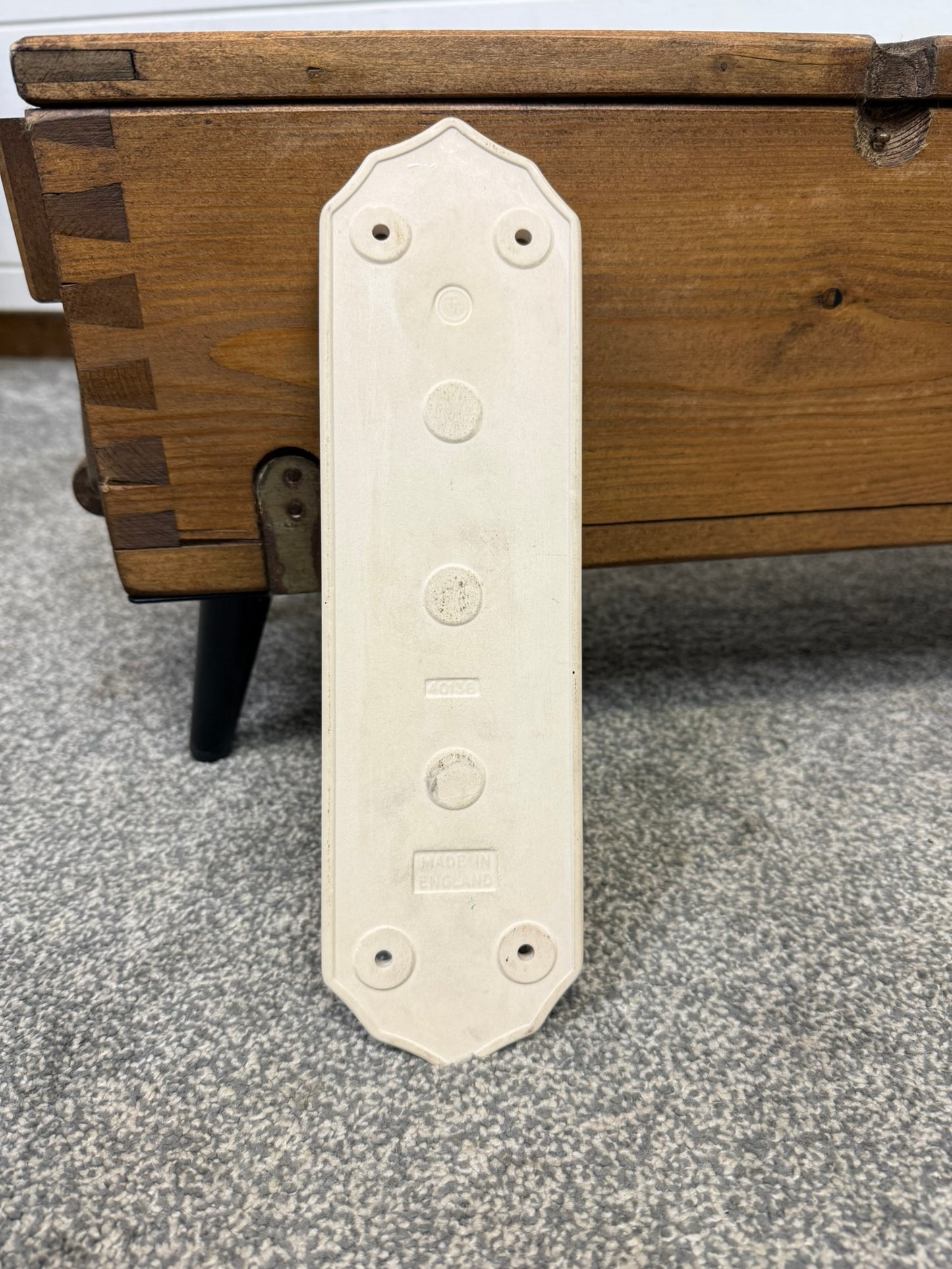 Porcelain Finger Plate Door Push Plate Teddy Bear Design 11" x 3" Cottage Bedroom