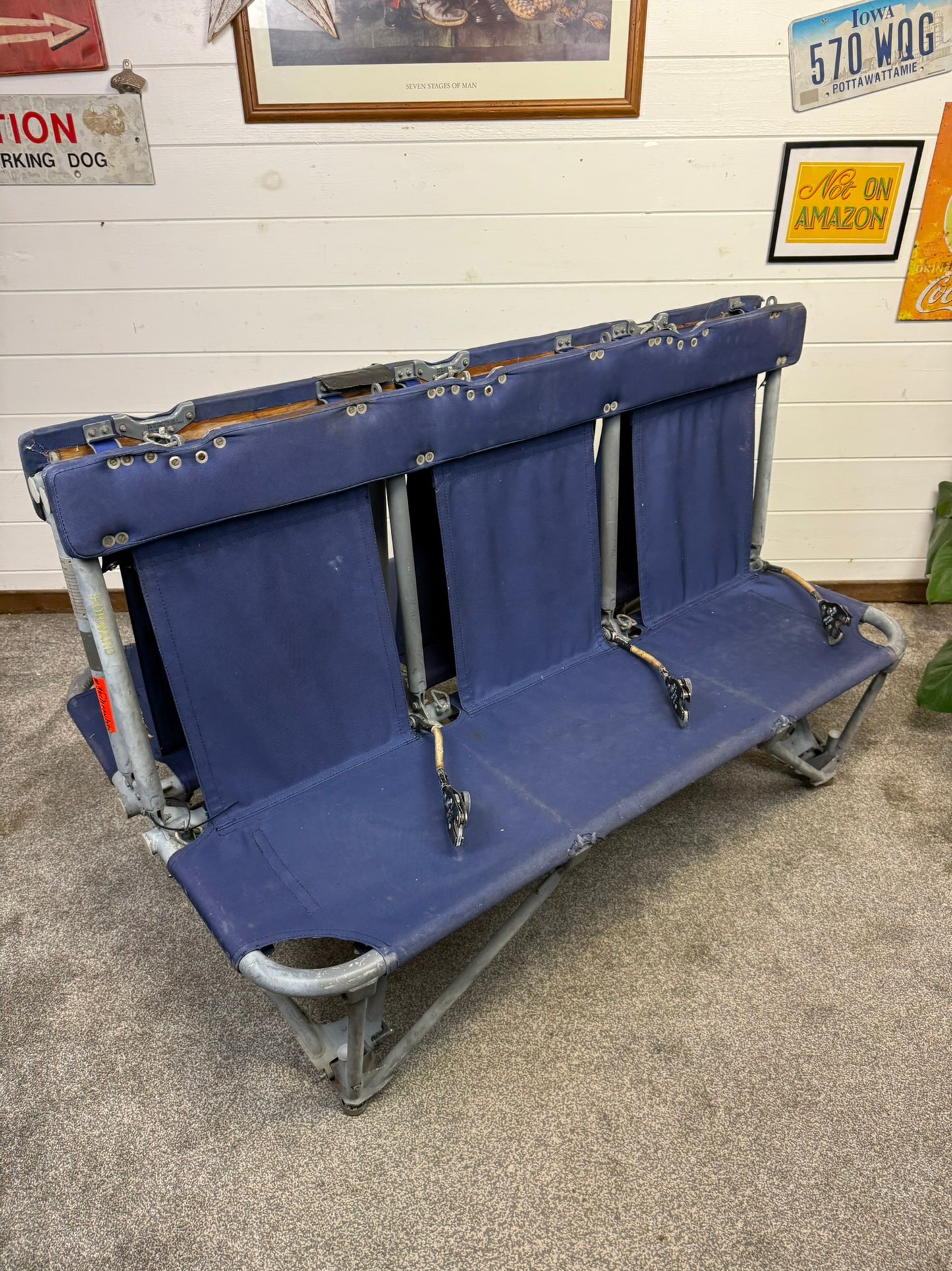 Ex Army Lynx Helicopter Bench Seat Double Sided Folding Aviation Aircraft Seat Unique Quirky Man Cave