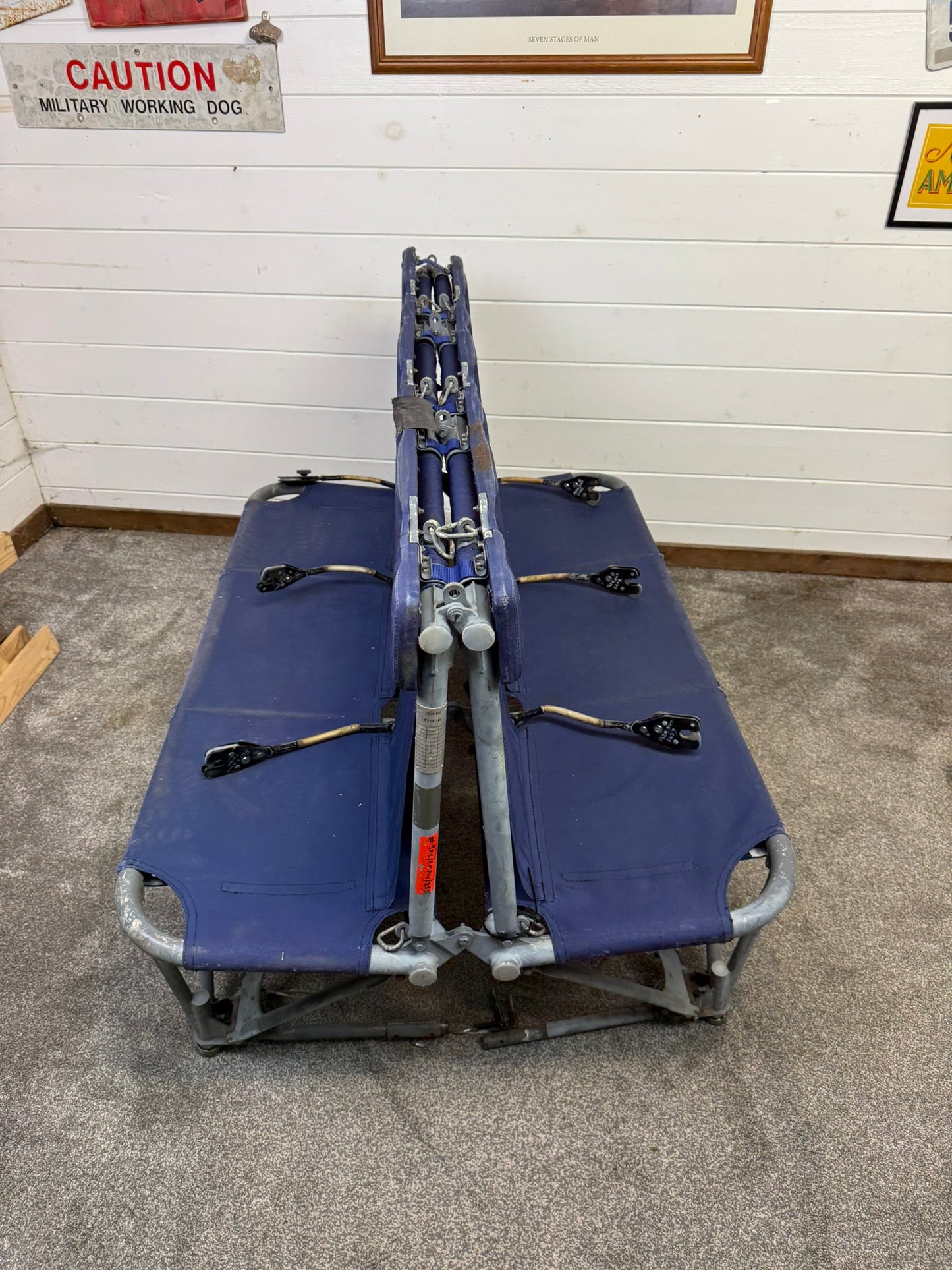 Ex Army Lynx Helicopter Bench Seat Double Sided Folding Aviation Aircraft Seat Unique Quirky Man Cave