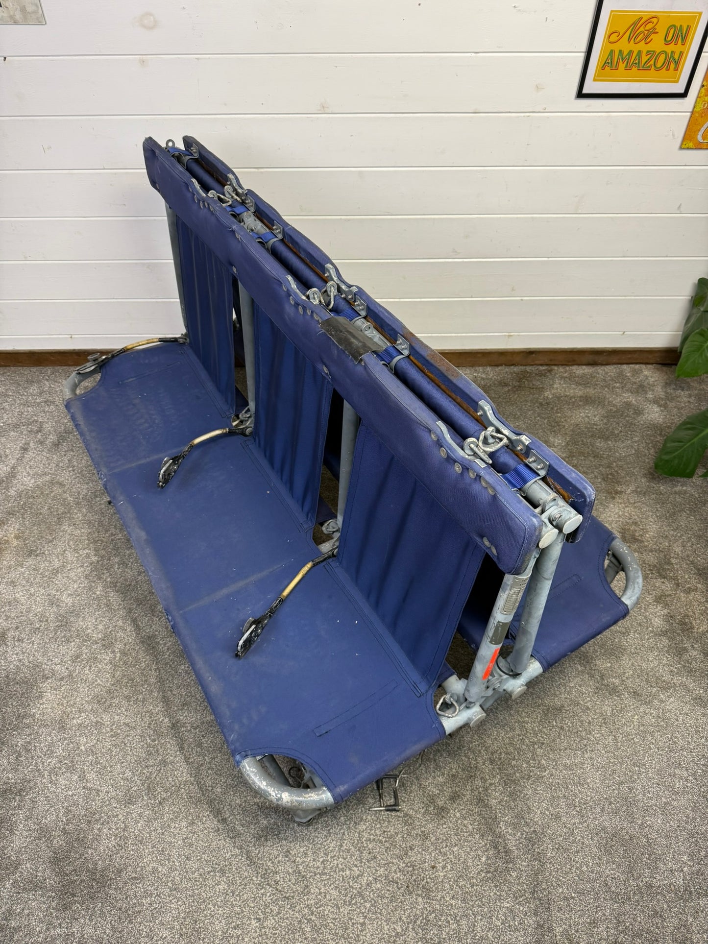 Ex Army Lynx Helicopter Bench Seat Double Sided Folding Aviation Aircraft Seat Unique Quirky Man Cave