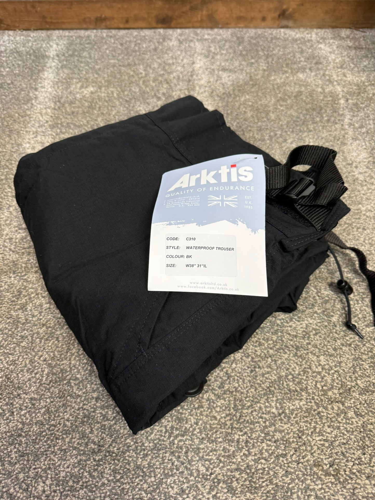Arktis Black Combat Cargo Trousers C310 Waterproof Ripstop Hiking W38" L31"