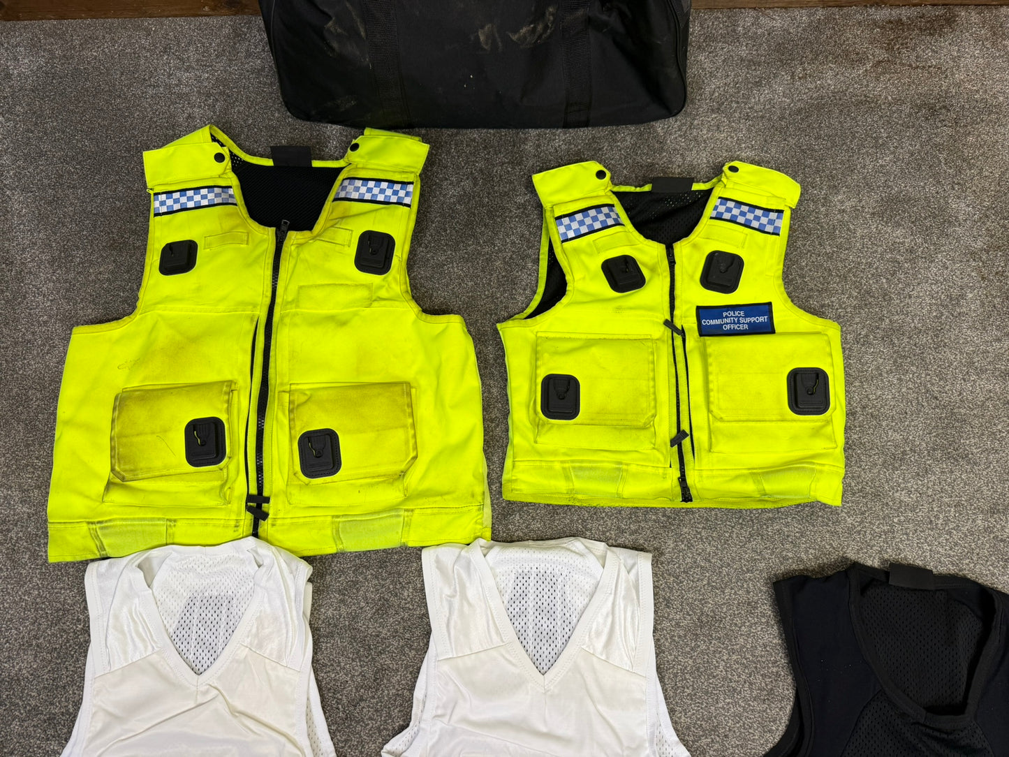 10x Ex police Body Armour Covers Job Lot Collectable Film Uniform Hire