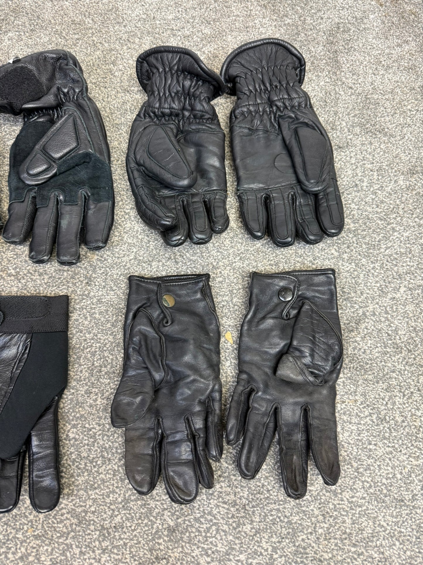Ex Police Black Leather Gloves x6 Pairs Job Lot Riot Gloves Driving Walking Security