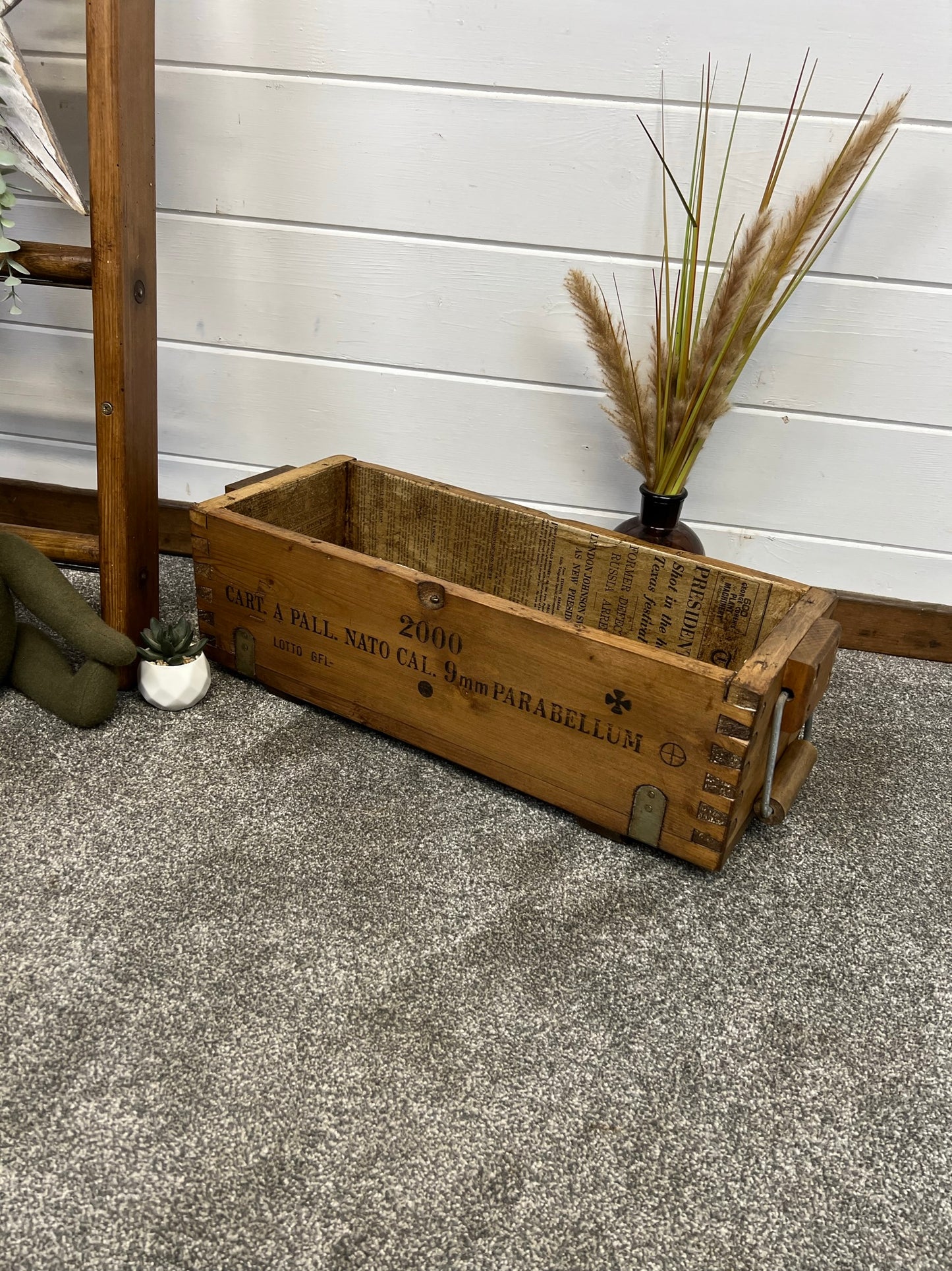 Vintage Small Wooden Storage Crate Chest Reclaimed Box Boho Black Industrial Rustic Decor
