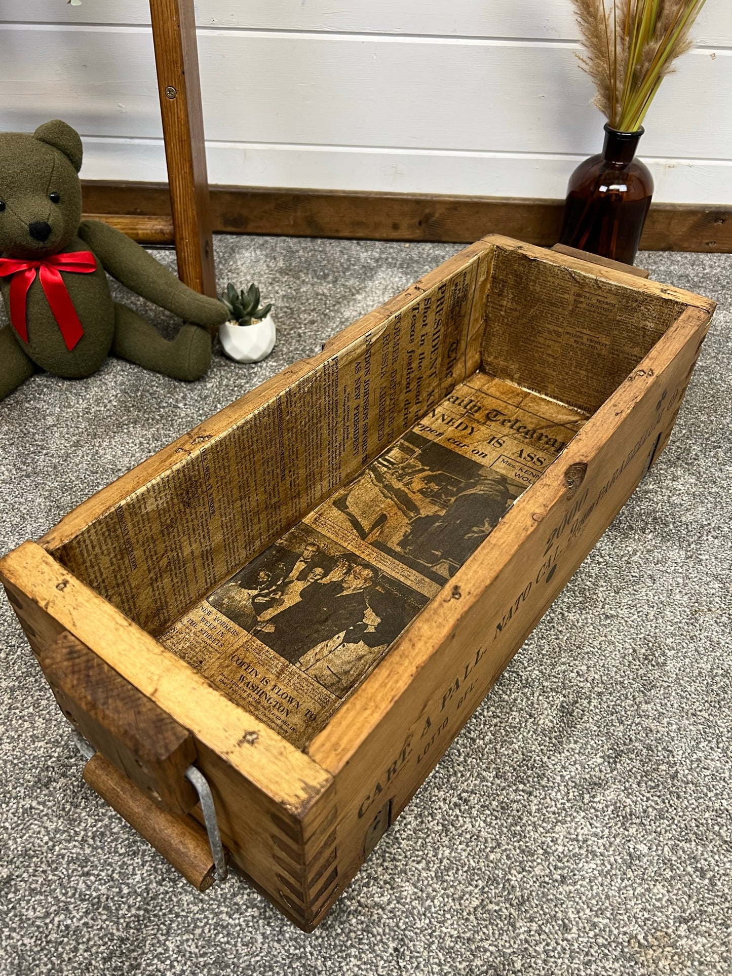 Vintage Small Wooden Storage Crate Chest Reclaimed Box Boho Black Industrial Rustic Decor