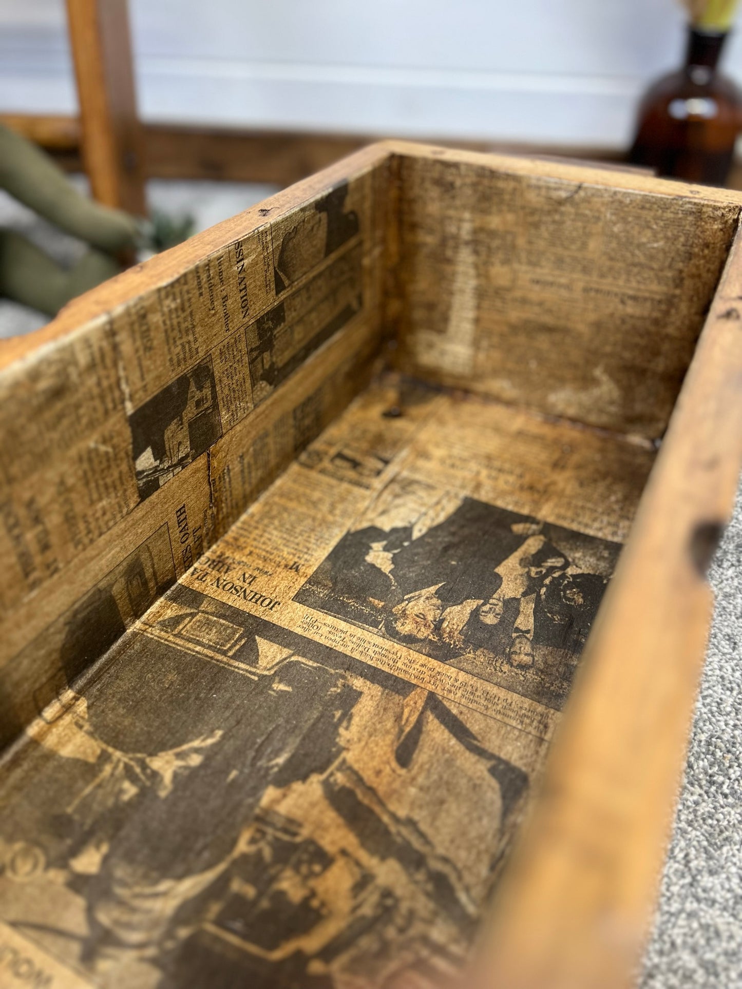 Vintage Small Wooden Storage Crate Chest Reclaimed Box Boho Black Industrial Rustic Decor
