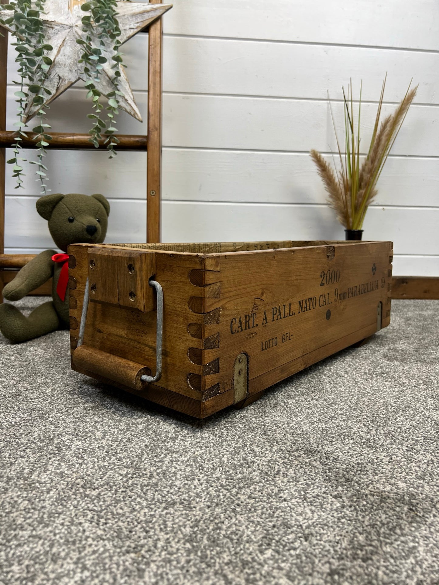 Vintage Small Wooden Storage Crate Chest Reclaimed Box Boho Black Industrial Rustic Decor