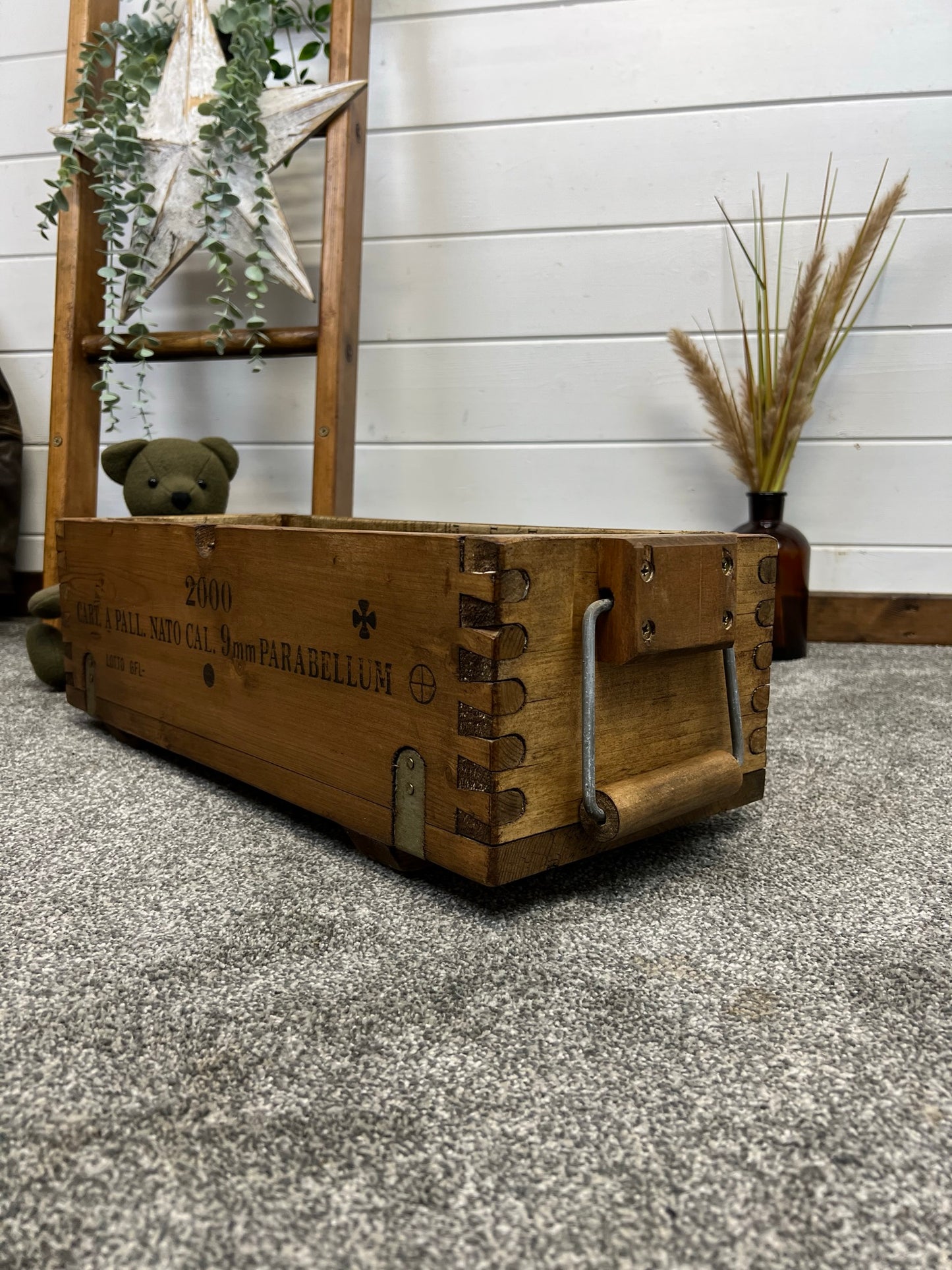 Vintage Small Wooden Storage Crate Chest Reclaimed Box Boho Black Industrial Rustic Decor