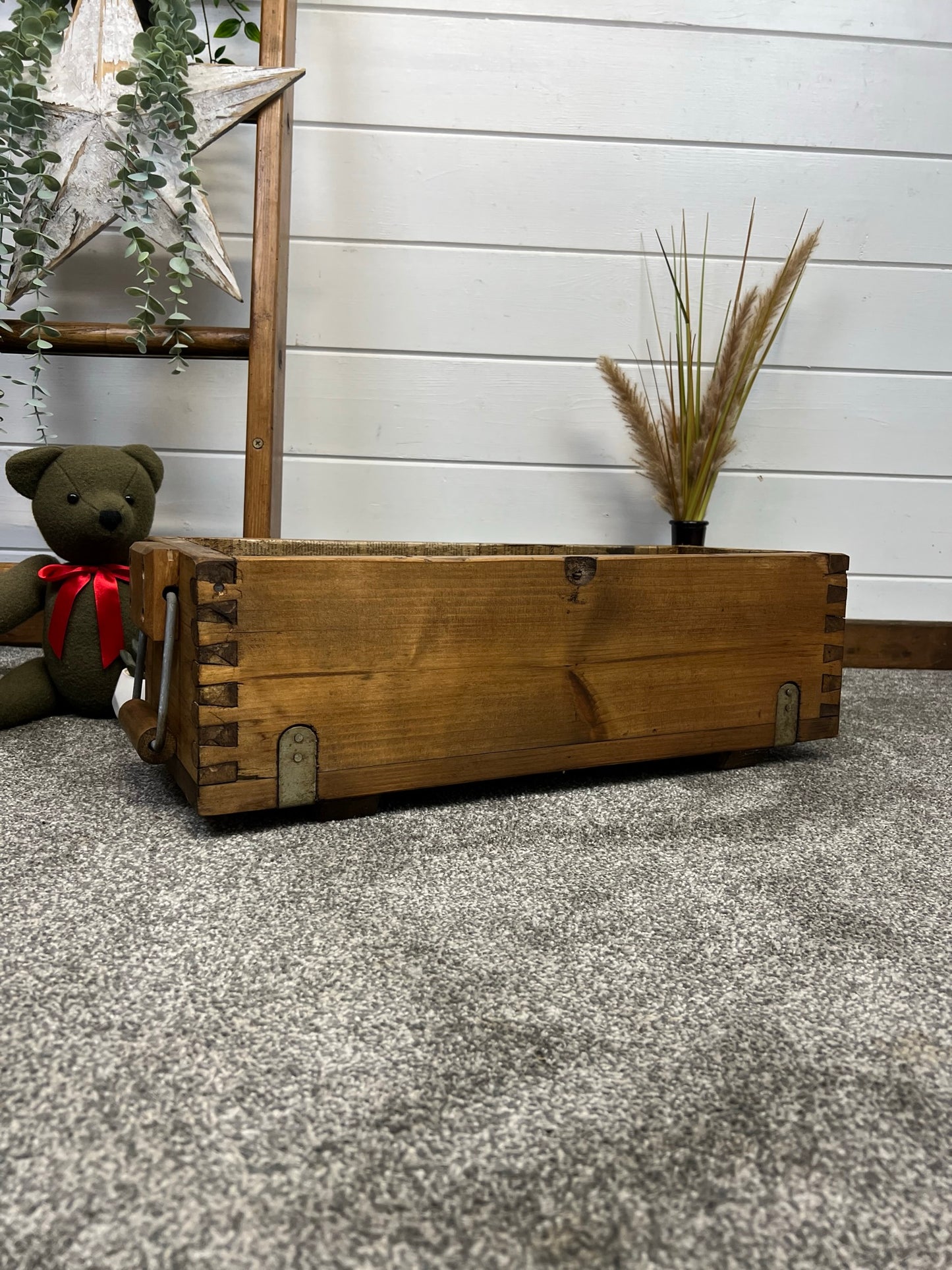 Vintage Small Wooden Storage Crate Chest Reclaimed Box Boho Black Industrial Rustic Decor