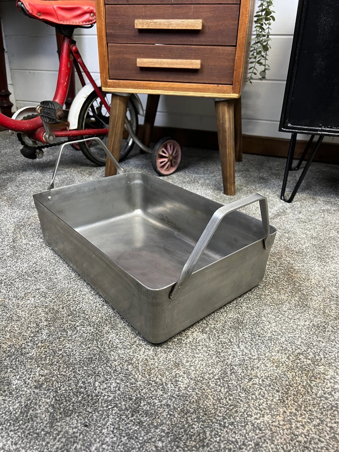 British Army WW2 1940 Vintage Military Stainless Steel Cooking Pot Tin Tray