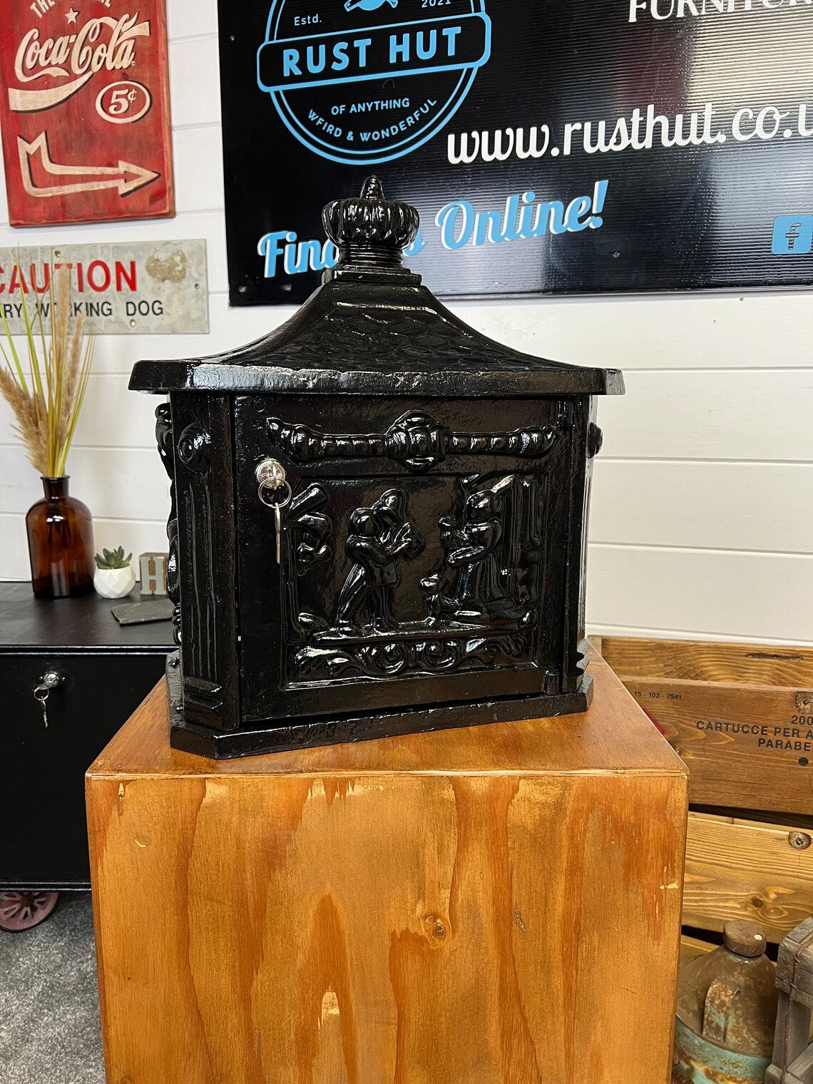 Vintage Original Cast Iron Post Box Reclaimed Country Decorative Letter Box