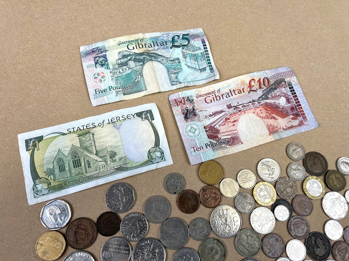Vintage Coin & Note Job Lot 100+ Foreign World Coins Quirky Collectibles