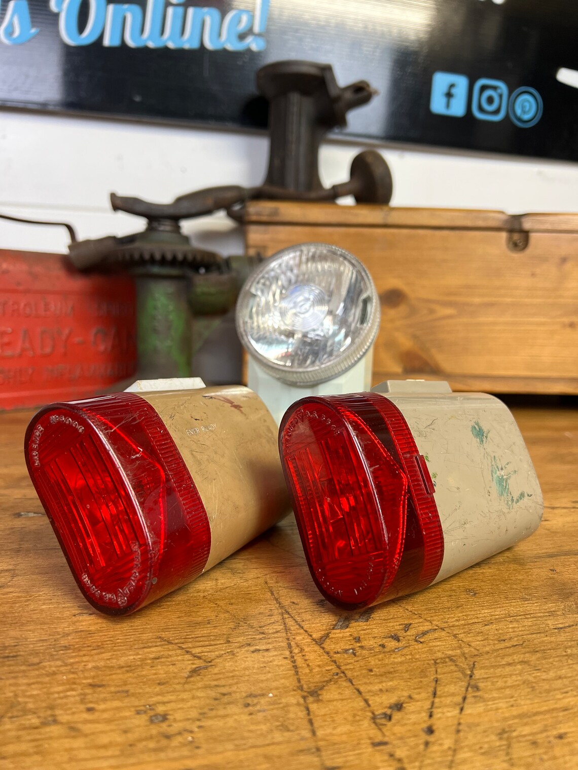 Vintage Ever Ready Bicycle Lights Front & Rear Job Lot Classic 80's Retro Bike Light