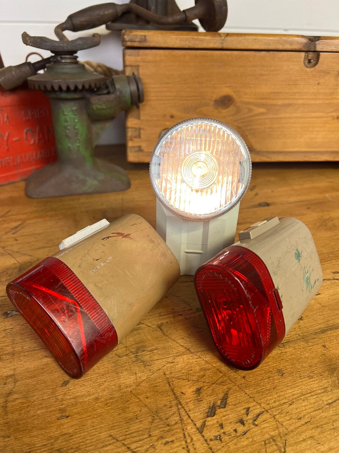 Vintage Ever Ready Bicycle Lights Front & Rear Job Lot Classic 80's Retro Bike Light