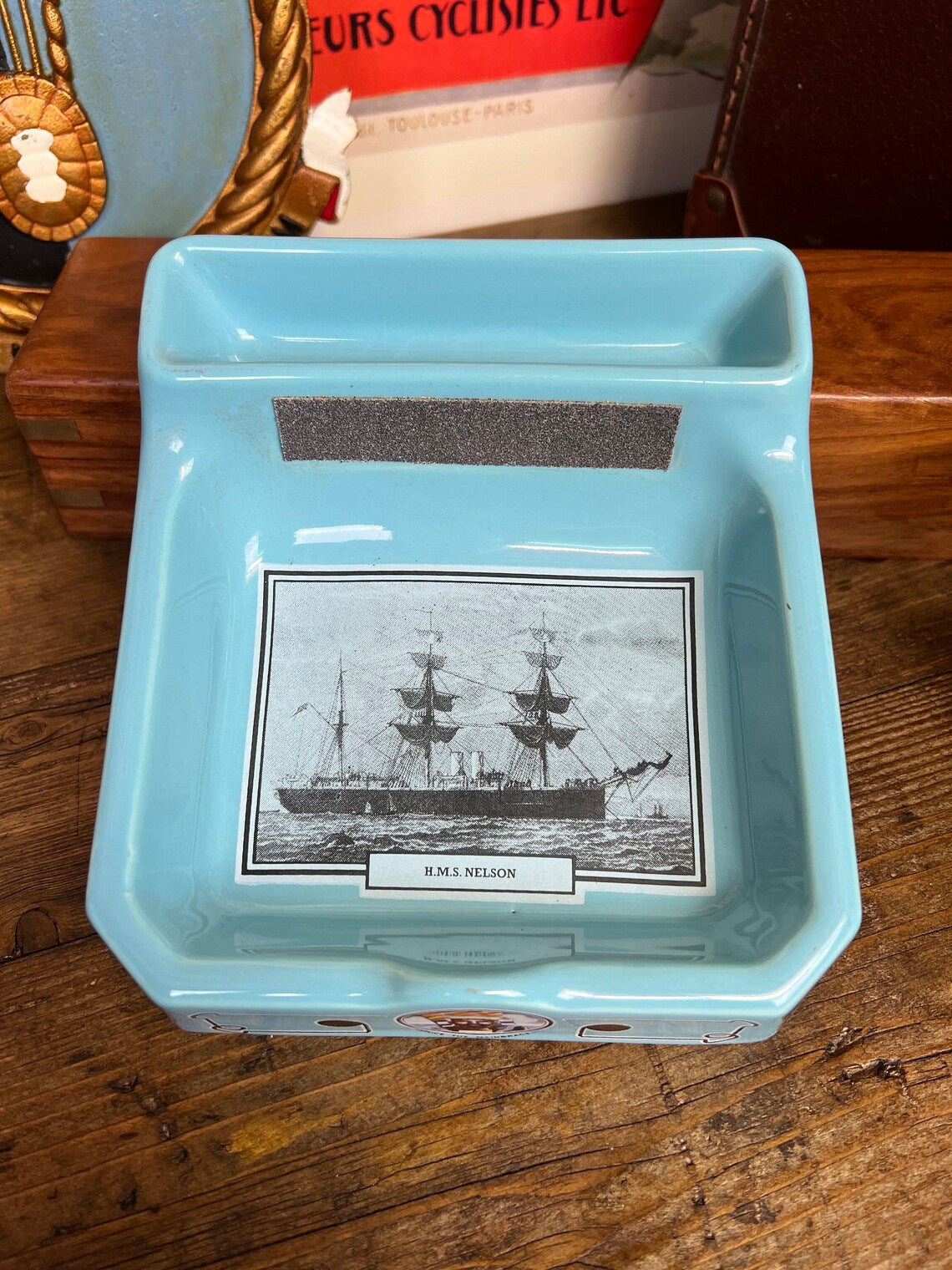 Vintage Old Navy Rum Ashtray HMS Nelson Limited Edition Woods 100 Pub Bar Collectable Breweriana