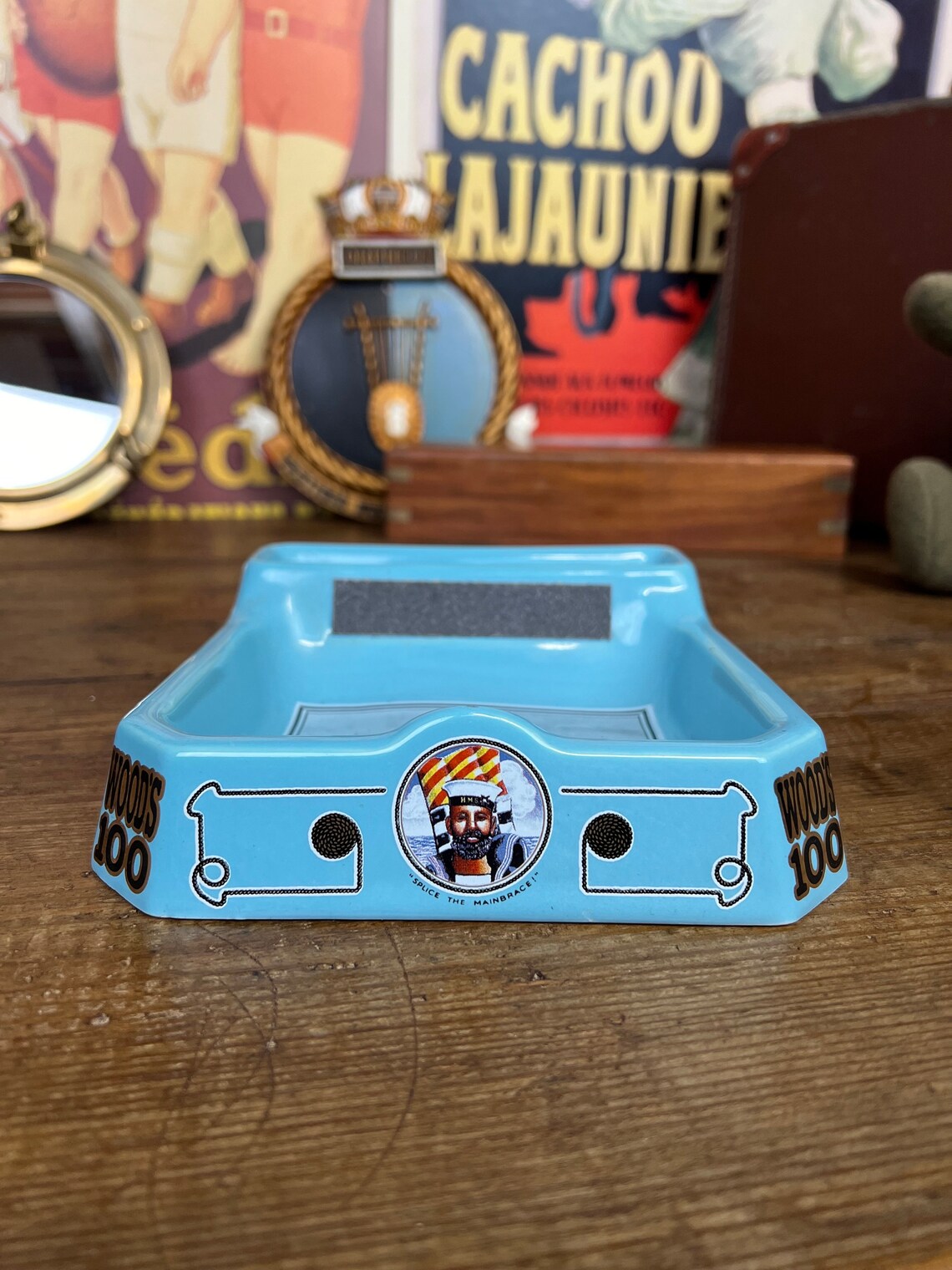 Vintage Old Navy Rum Ashtray HMS Nelson Limited Edition Woods 100 Pub Bar Collectable Breweriana