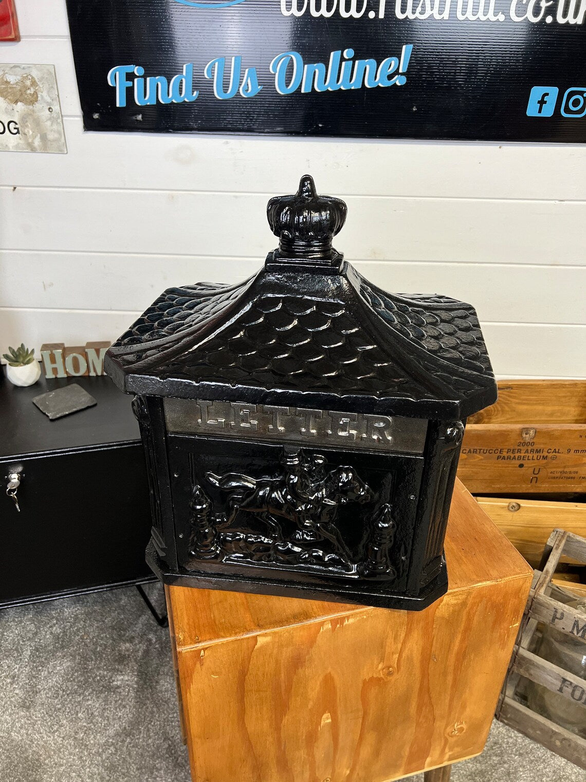 Vintage Original Cast Iron Post Box Reclaimed Country Decorative Letter Box