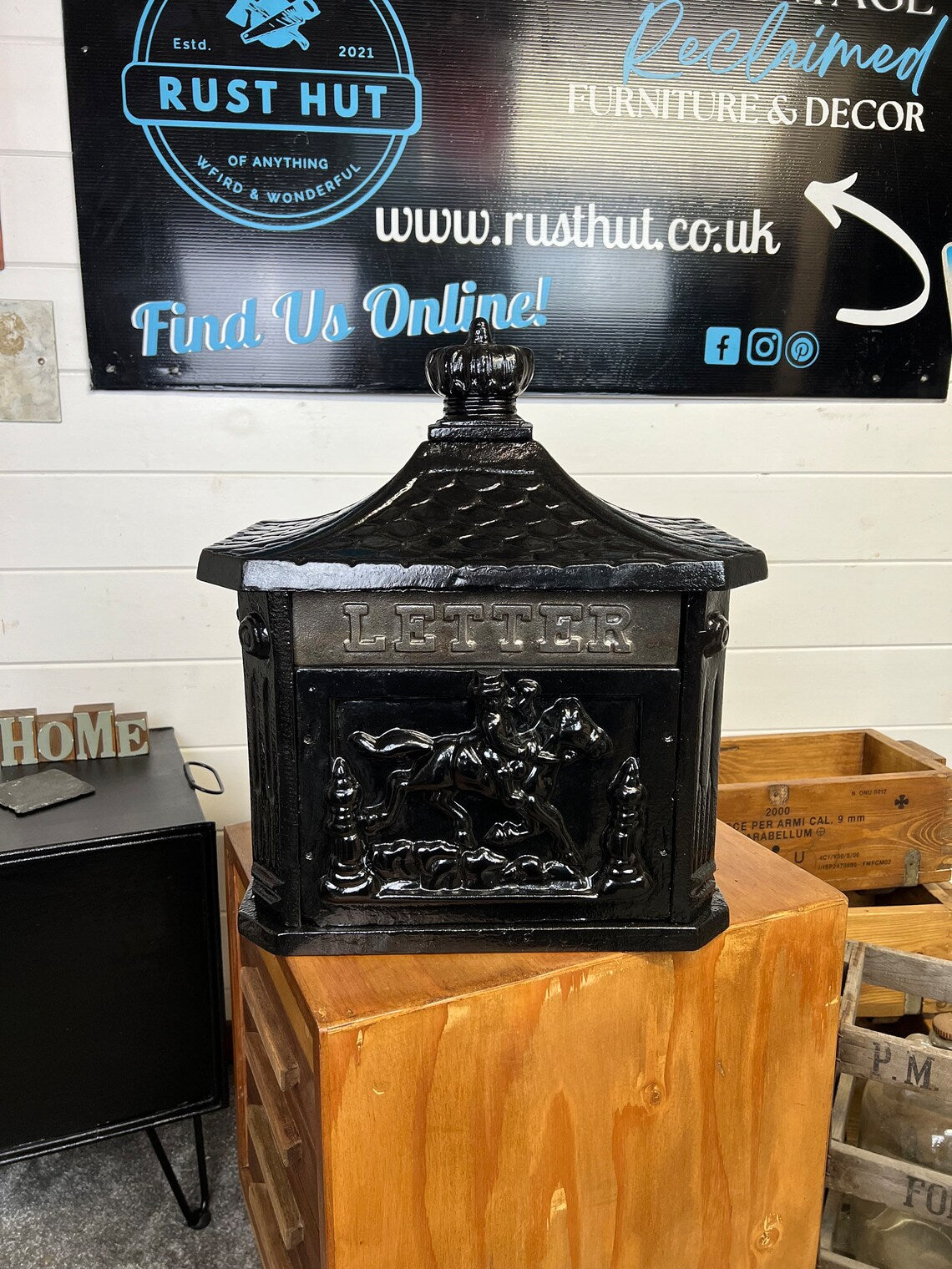 Vintage Original Cast Iron Post Box Reclaimed Country Decorative Letter Box