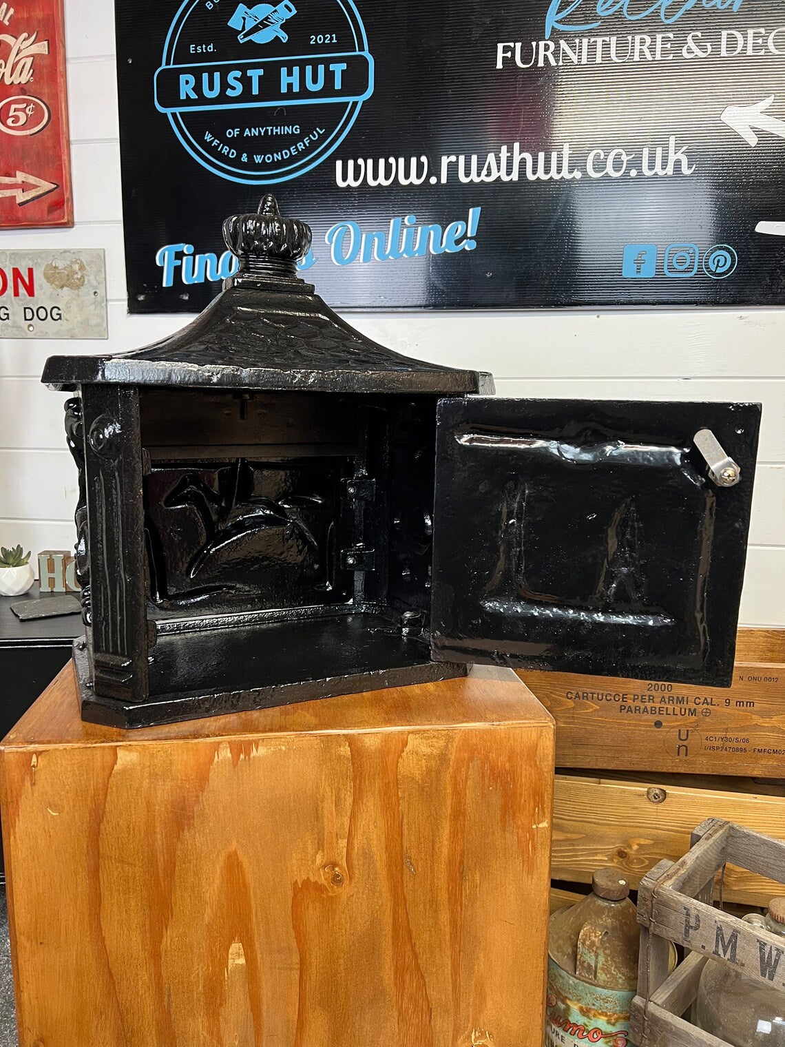 Vintage Original Cast Iron Post Box Reclaimed Country Decorative Letter Box