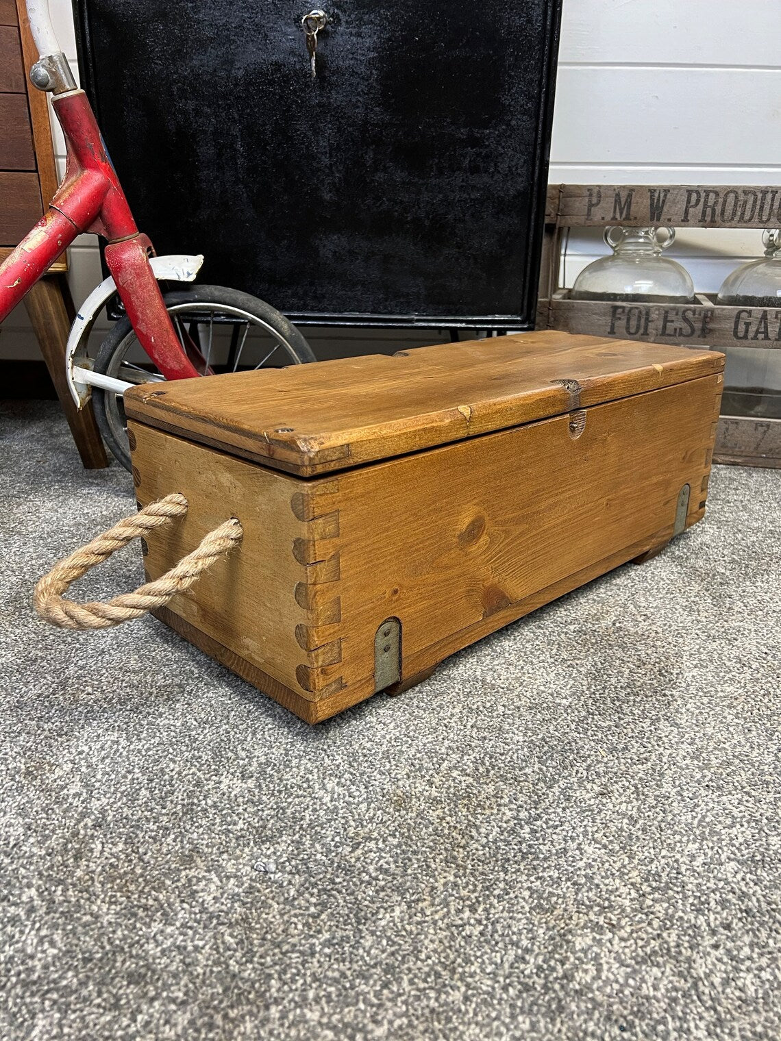Rustic Vintage Wooden Ammo Box Reclaimed Military Storage Chest Box Toolbox