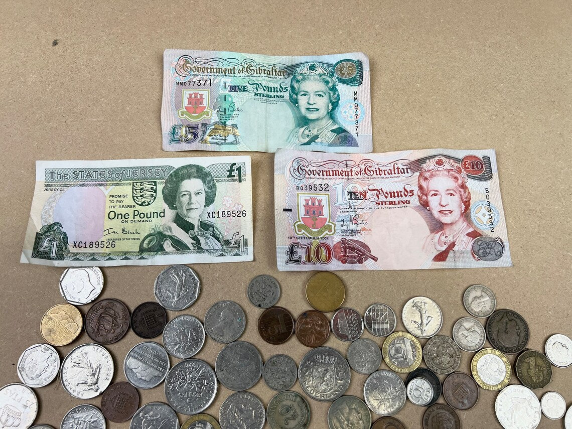 Vintage Coin & Note Job Lot 100+ Foreign World Coins Quirky Collectibles
