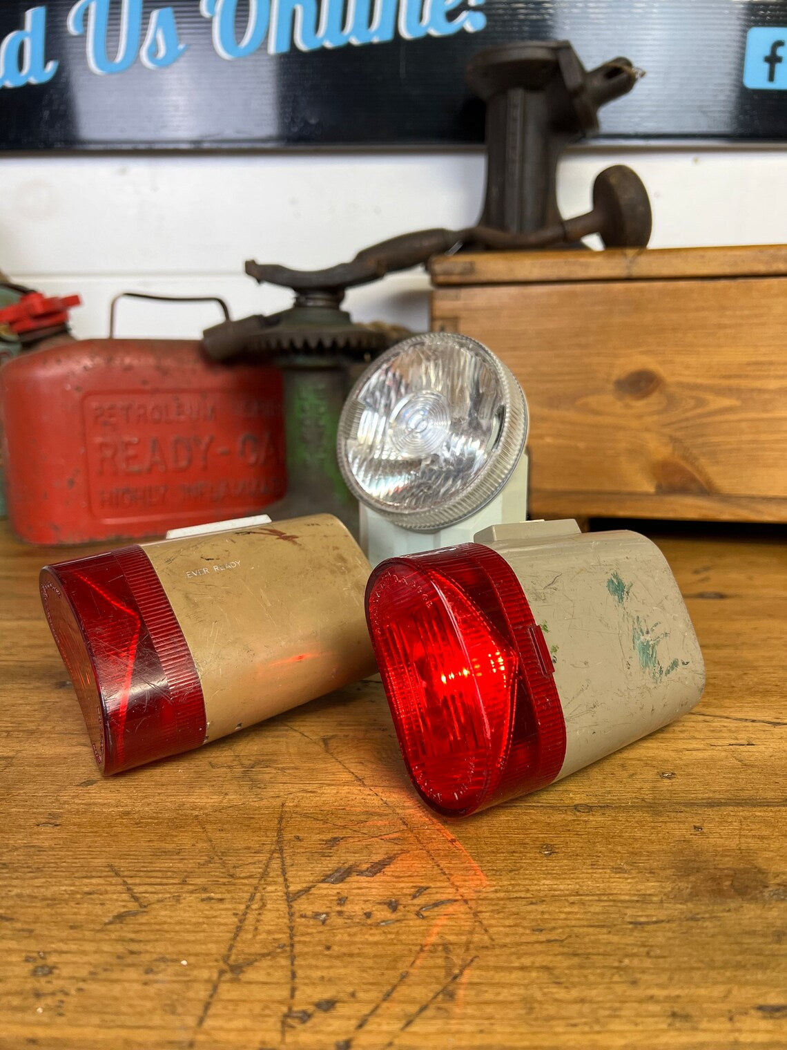Vintage Ever Ready Bicycle Lights Front & Rear Job Lot Classic 80's Retro Bike Light