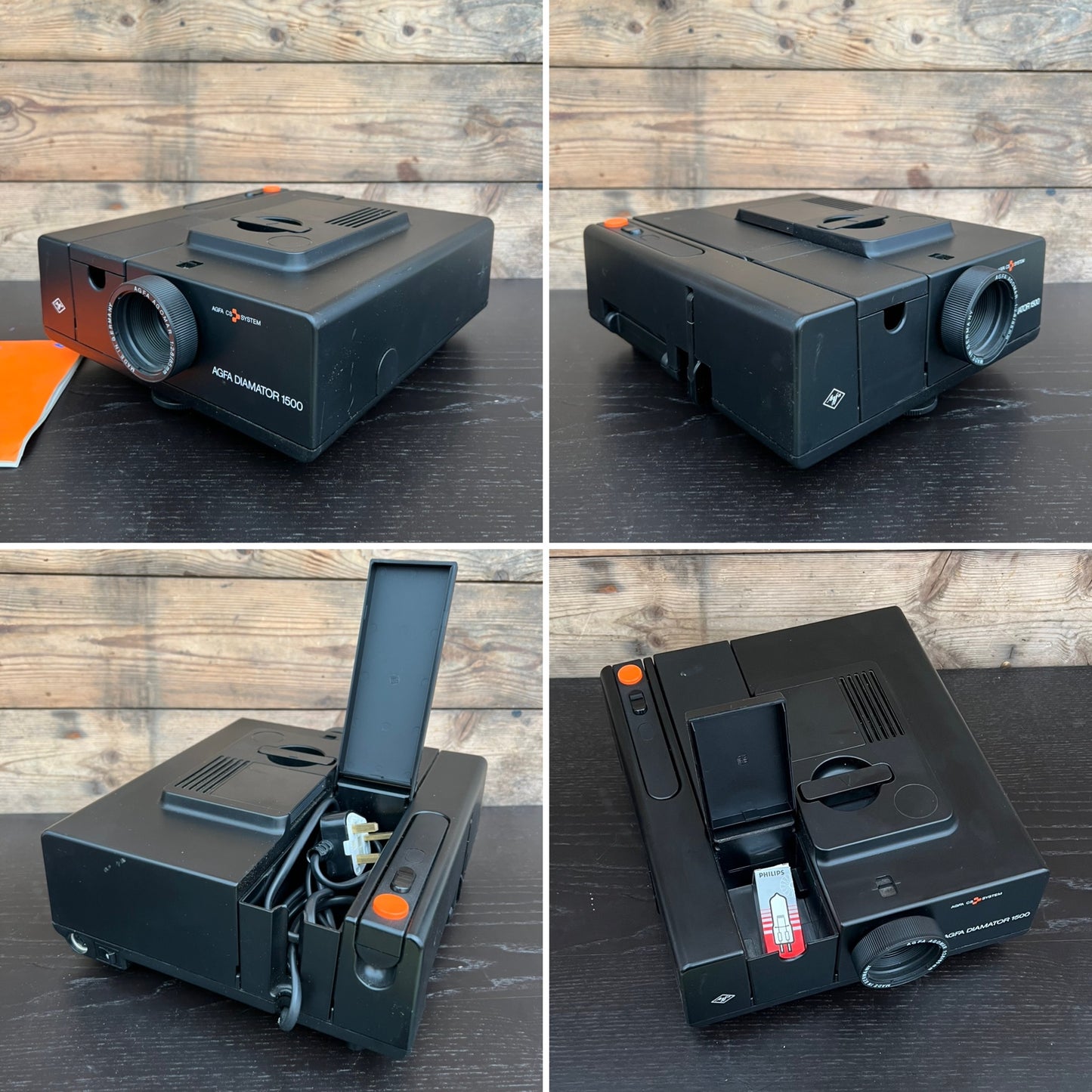 Vintage Slide Projector AGFA Diamator 1500 & Reflecta Deluxe Screen Working