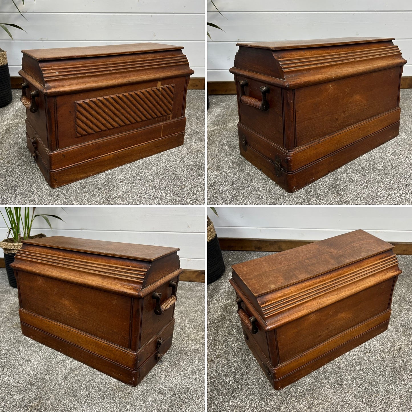 Vintage Singer Sewing Machine 28K Dates 1897 Hand Crank With Wooden Case & Accessories