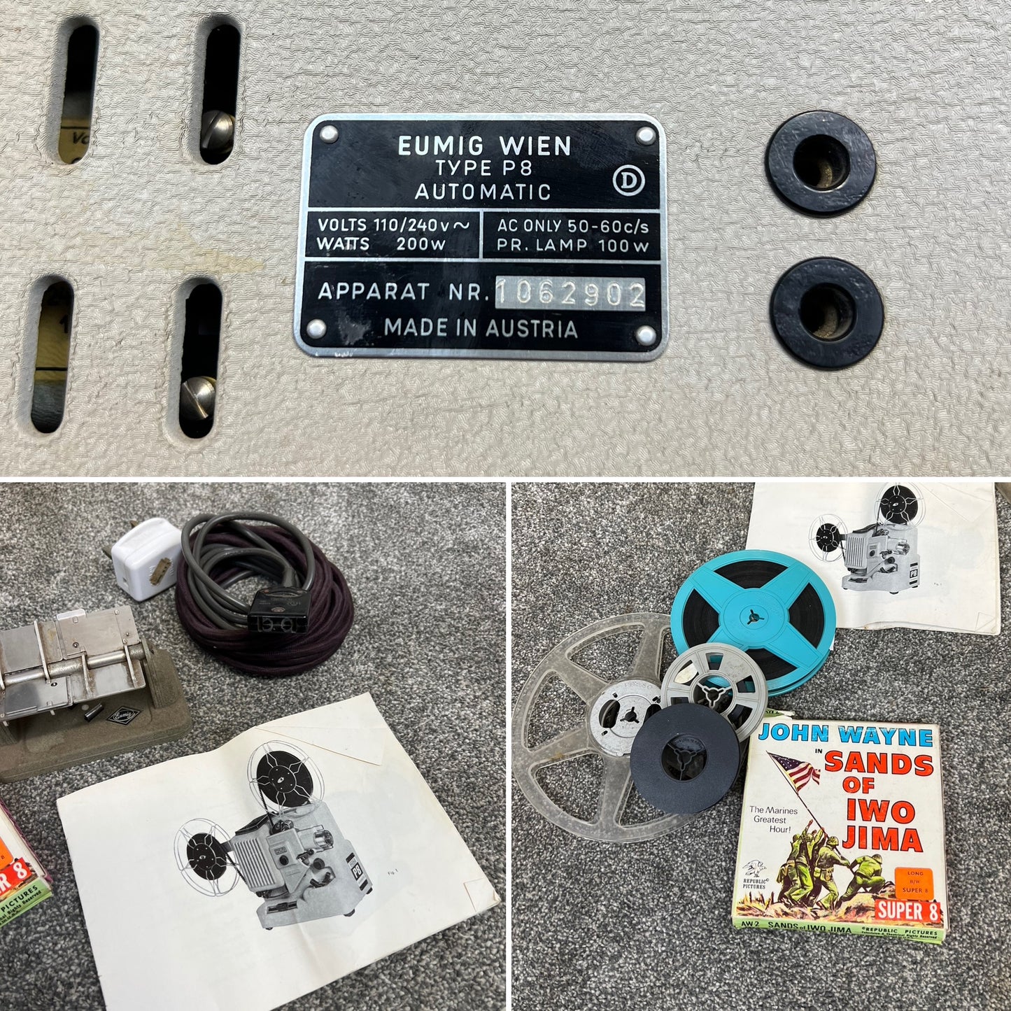 Vintage Eumig Wien Reel Film Projector Type P8 Retro Theatre Display