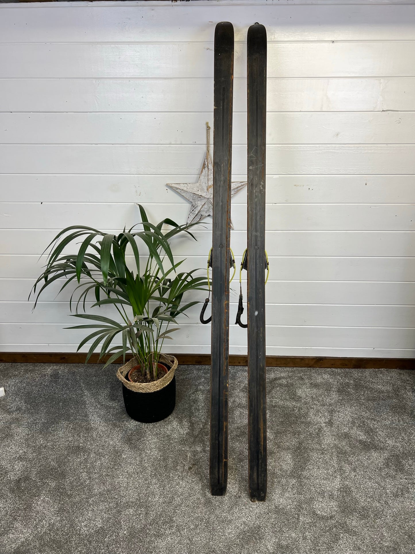 Vintage Rustic Skis 190cm Reclaimed Army Rustic Winter Christmas Display Wedding Decor