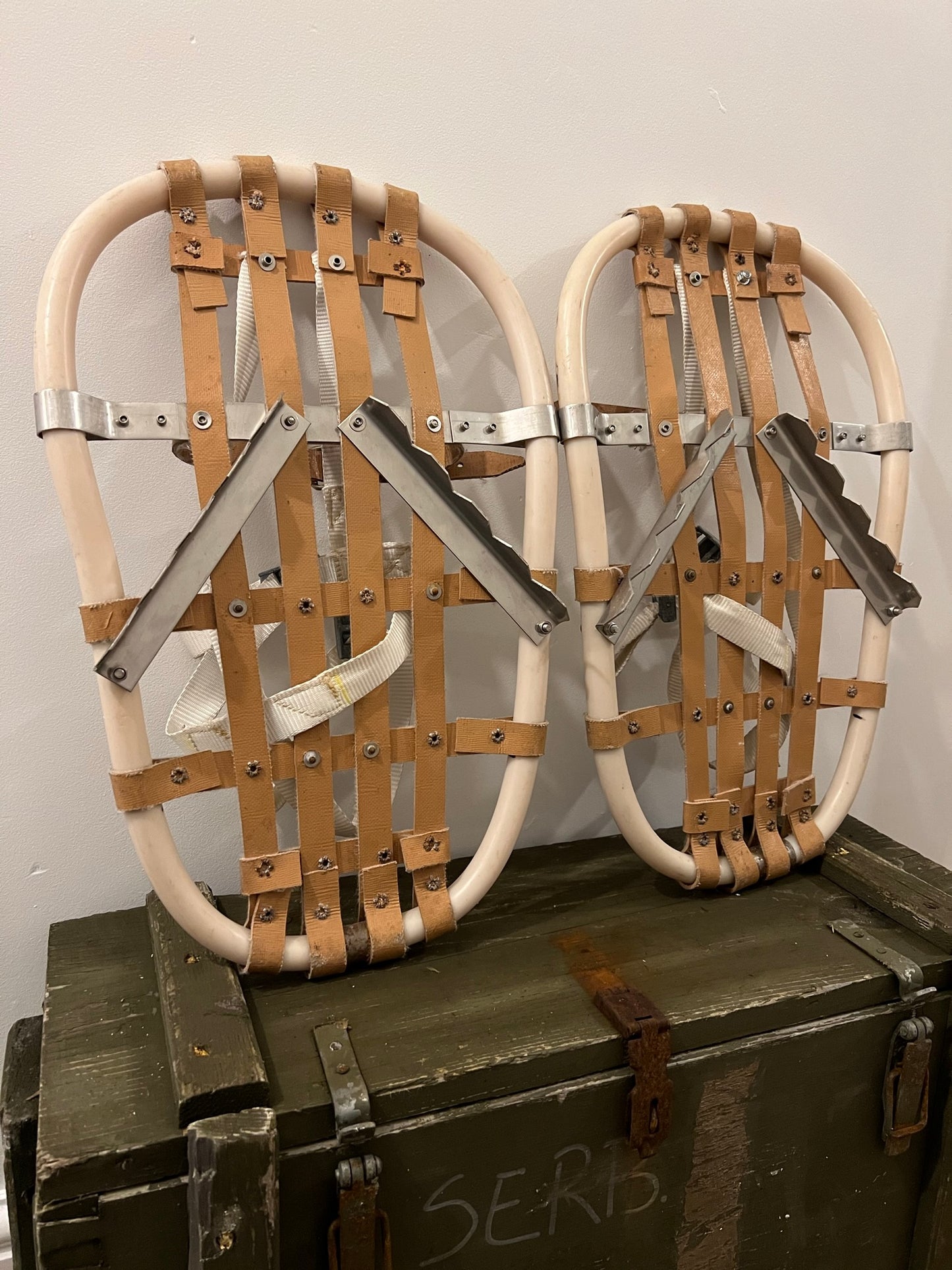 Vintage Rustic Trapper Snowshoes Reclaimed British Army
