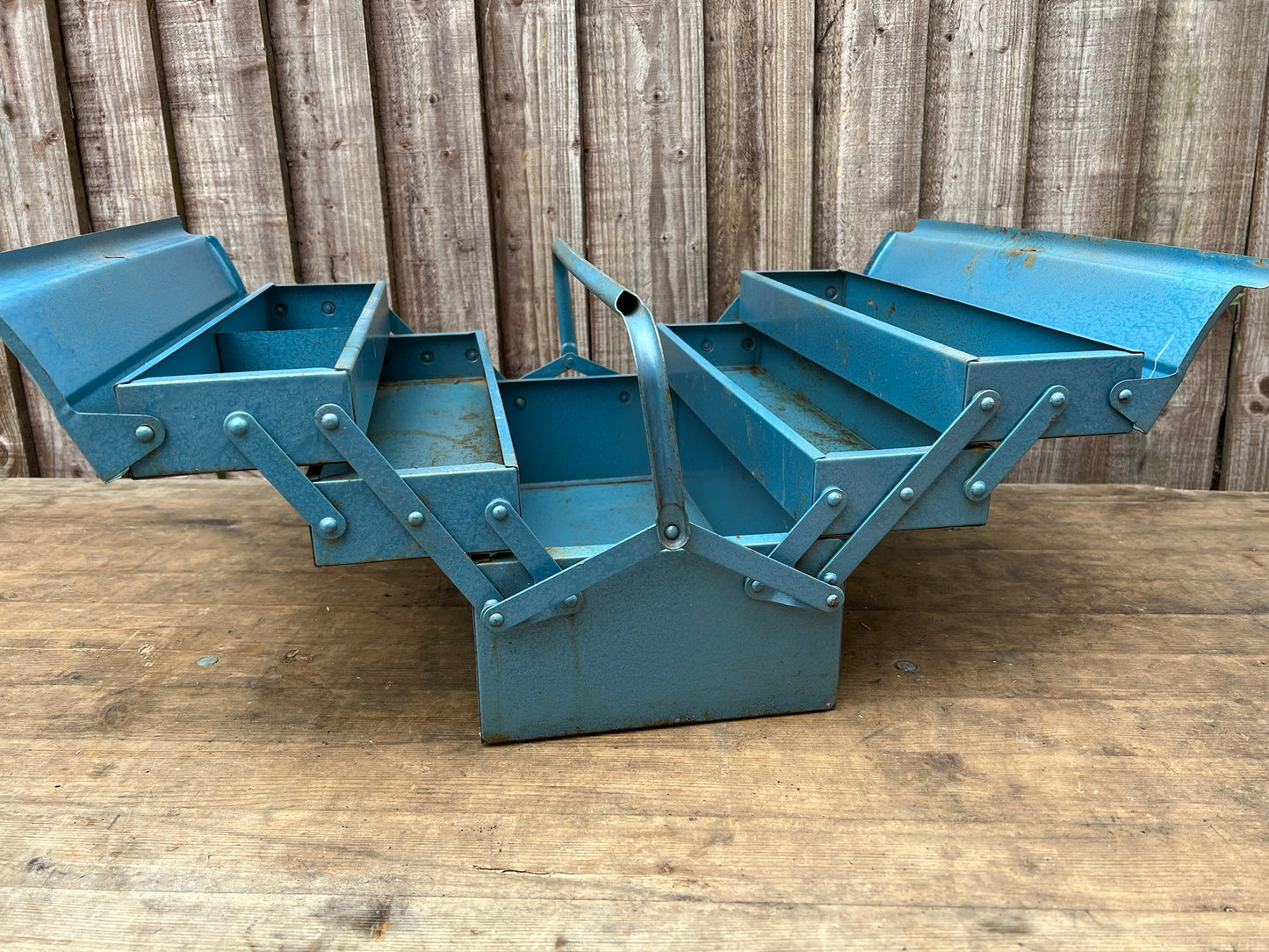 Retro Vintage Metal Engineers Toolbox Rustic Patina Tool Chest