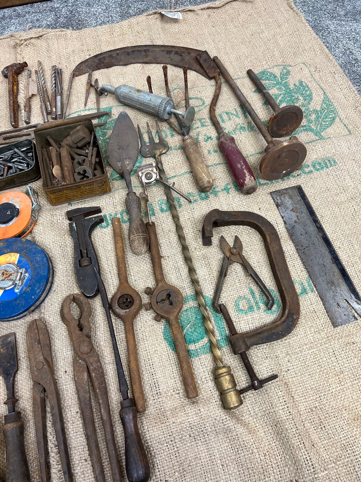 Job Lot of Old Garage Engineer Tools Vintage Rustic Patina Restoration Display
