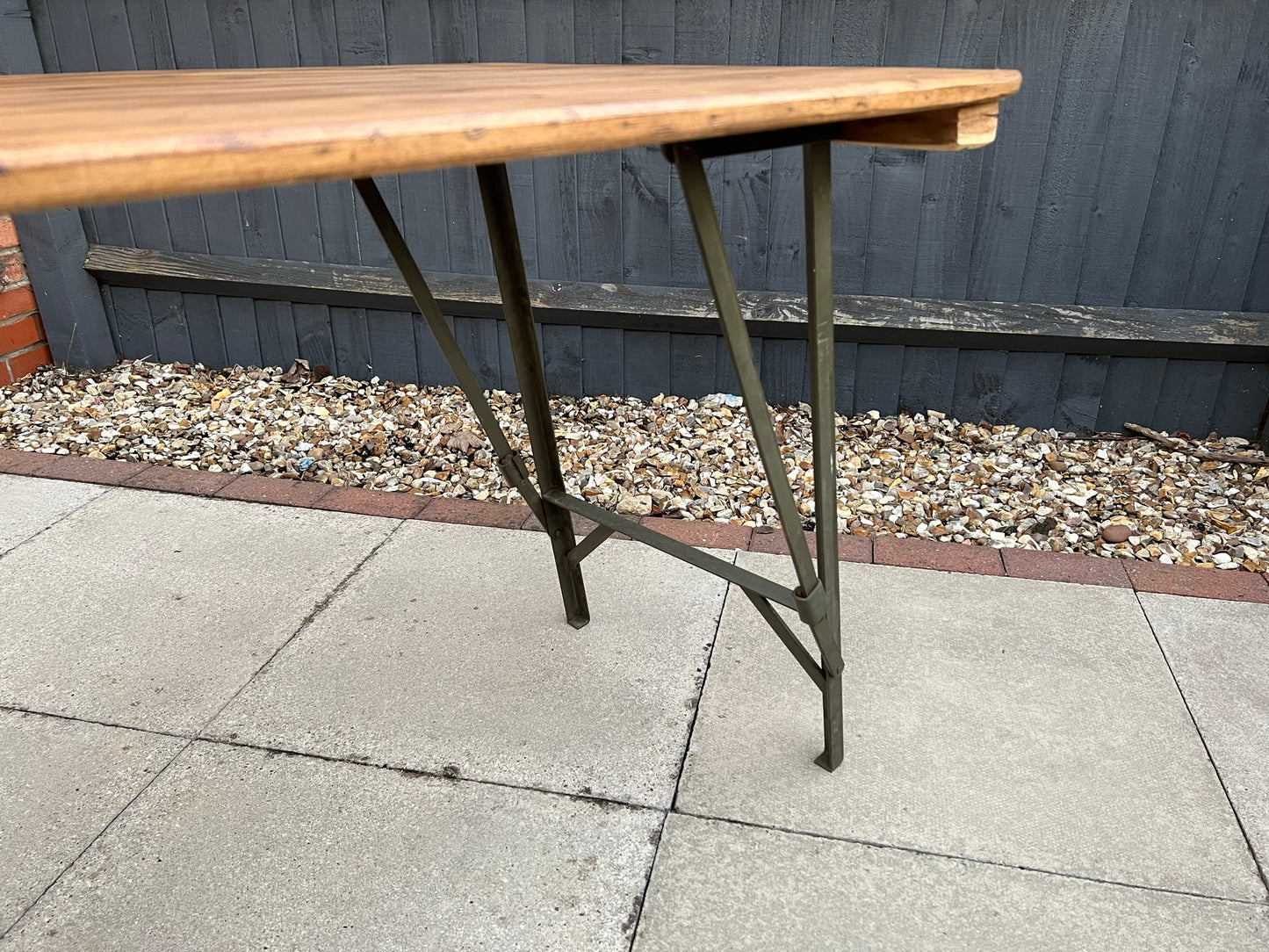 Rustic Industrial Trestle Table Reclaimed Wooden Folding Farmhouse Dining Office Ex Army