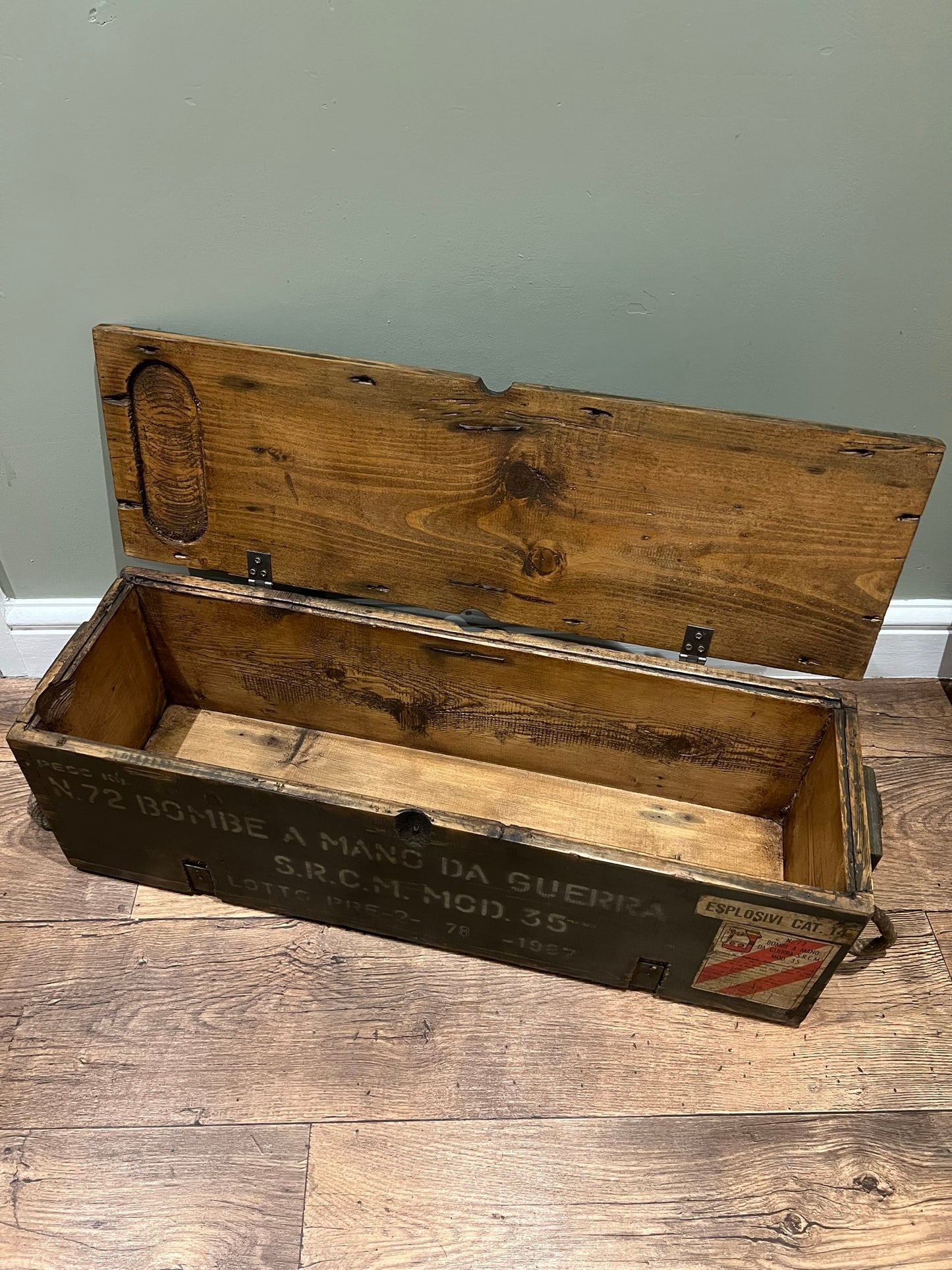 Vintage Rustic Storage Chest Ammo Box Wooden Industrial Trunk Home Coffee Table