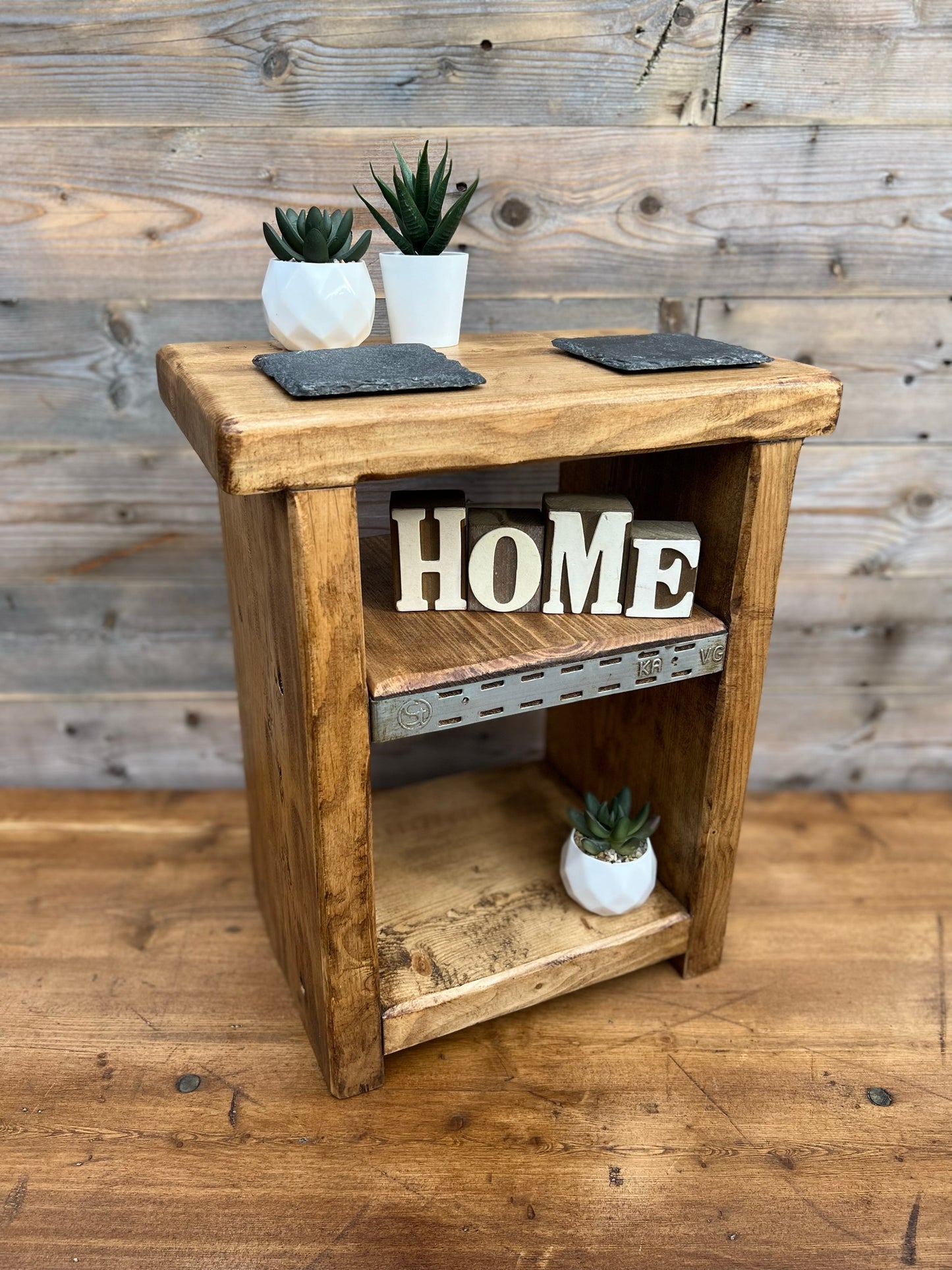 Rustic Farmhouse Coffee Table Side Table Bed Stand Hallway Industrial Scaffold Bedroom