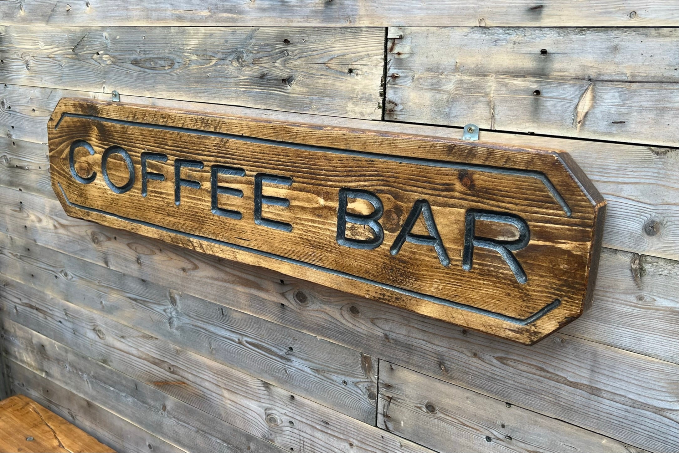 Rustic Coffee Bar Wall Sign Handmade Industrial Cafe Restaurant Kitche ...