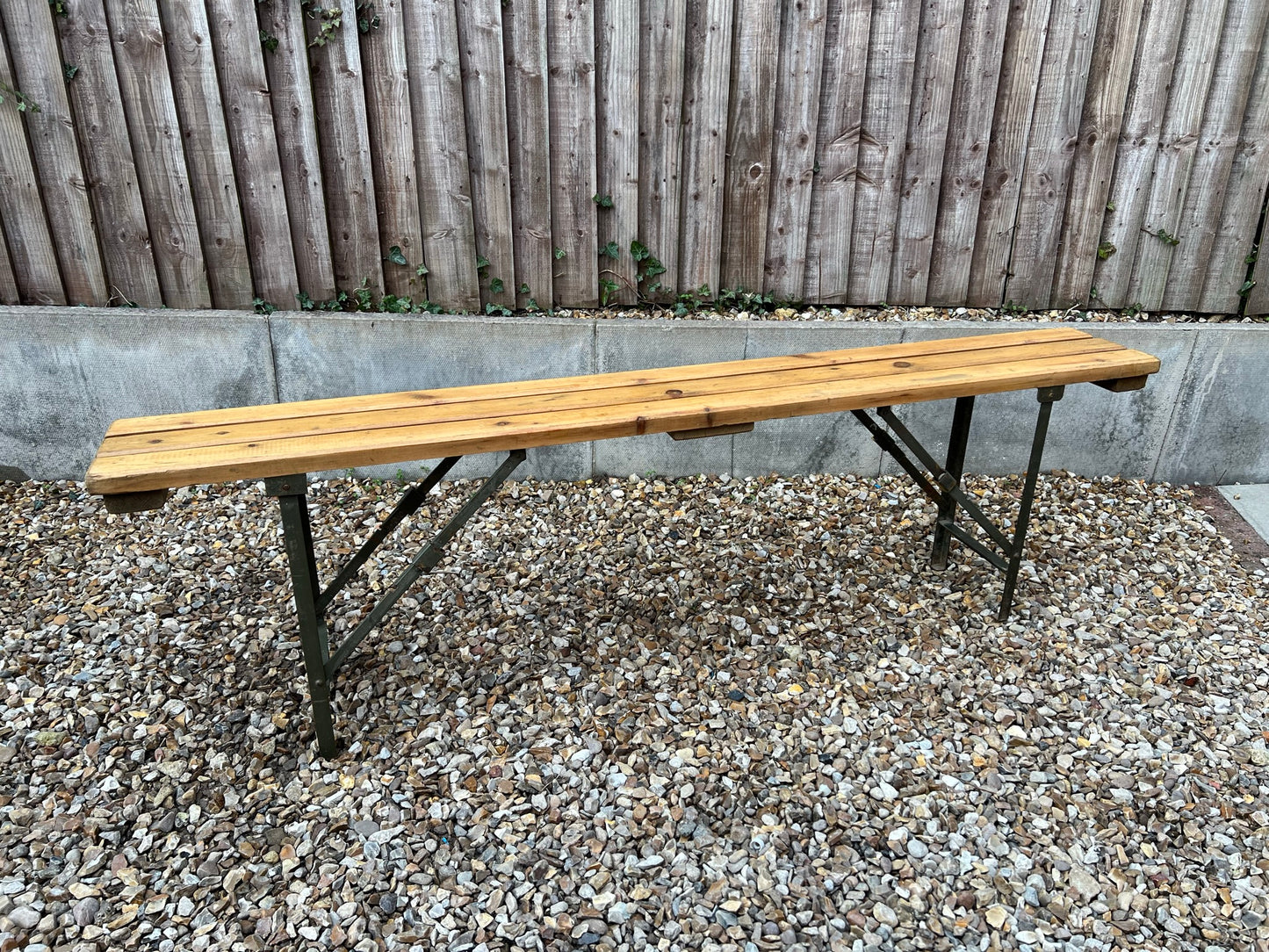 Rustic Industrial Bench Wooden Folding Trestle Bench Farmhouse Dining Seat Reclaimed Army