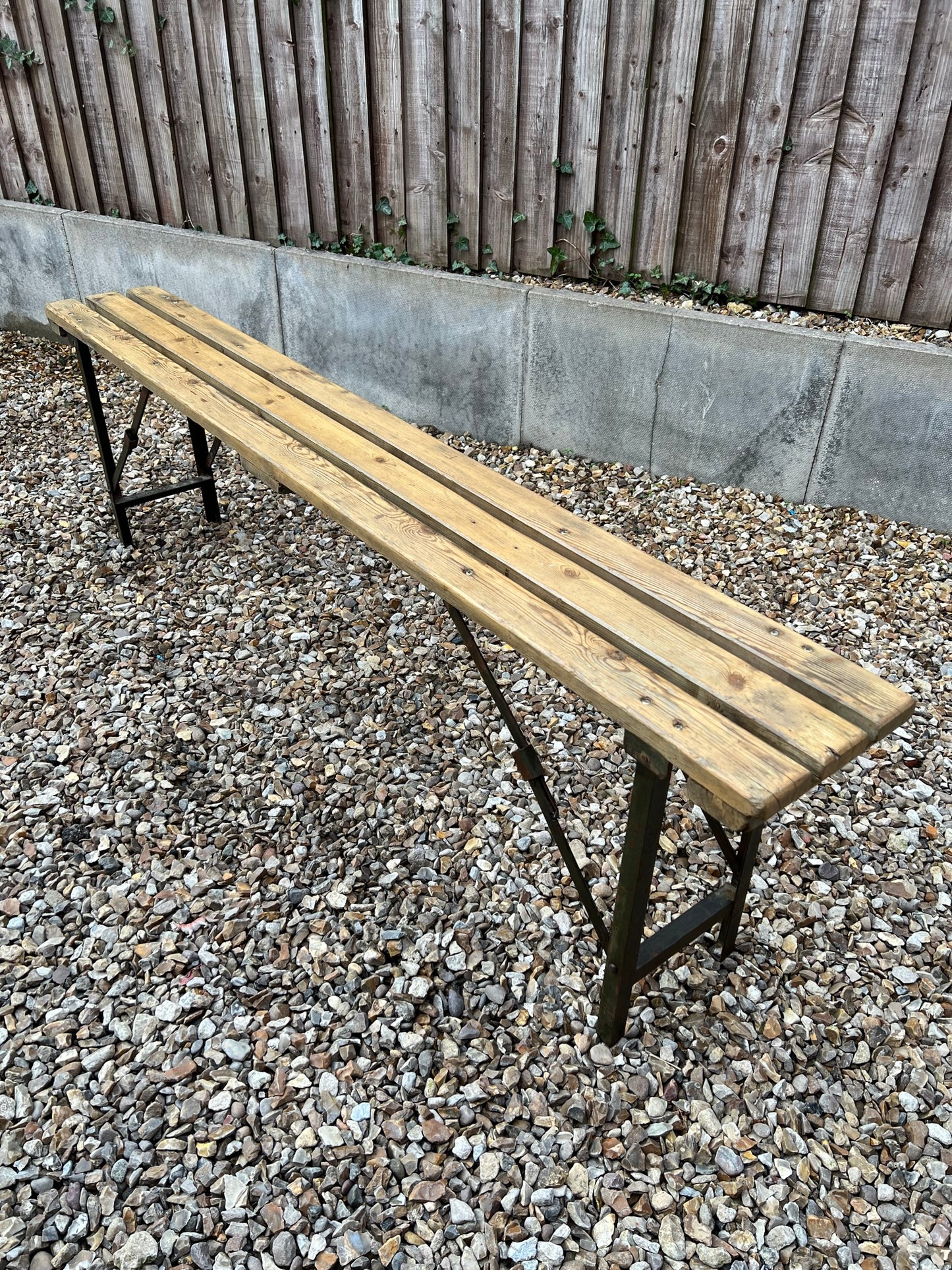 Rustic Industrial Bench Wooden Folding Trestle Bench Farmhouse Dining Seat Reclaimed Army