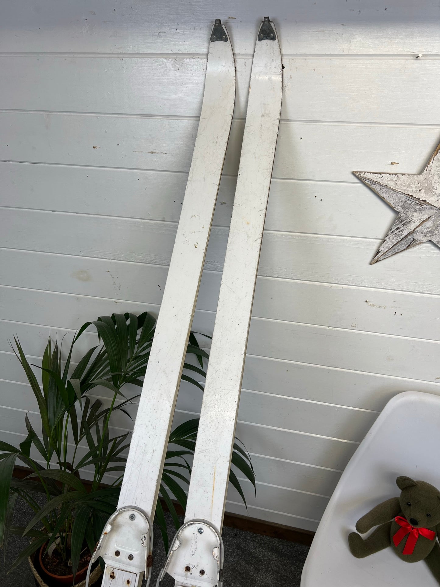 Vintage Reclaimed Army Military Skis Rustic Nordic Mountain Ski Display Wedding Decor