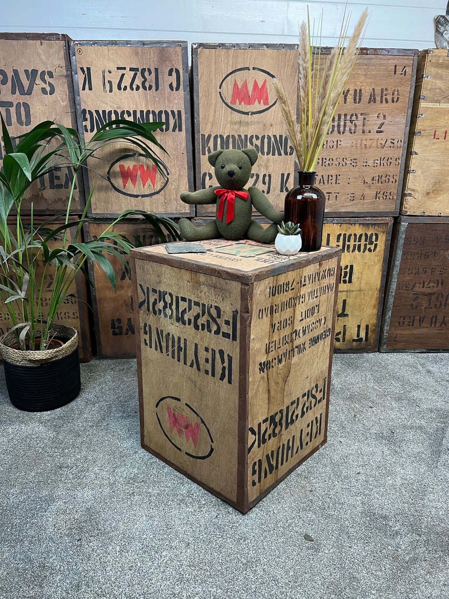 Vintage Wooden Tea Crate Side Table Chest Rustic Coffee Table Bedside Farmhouse