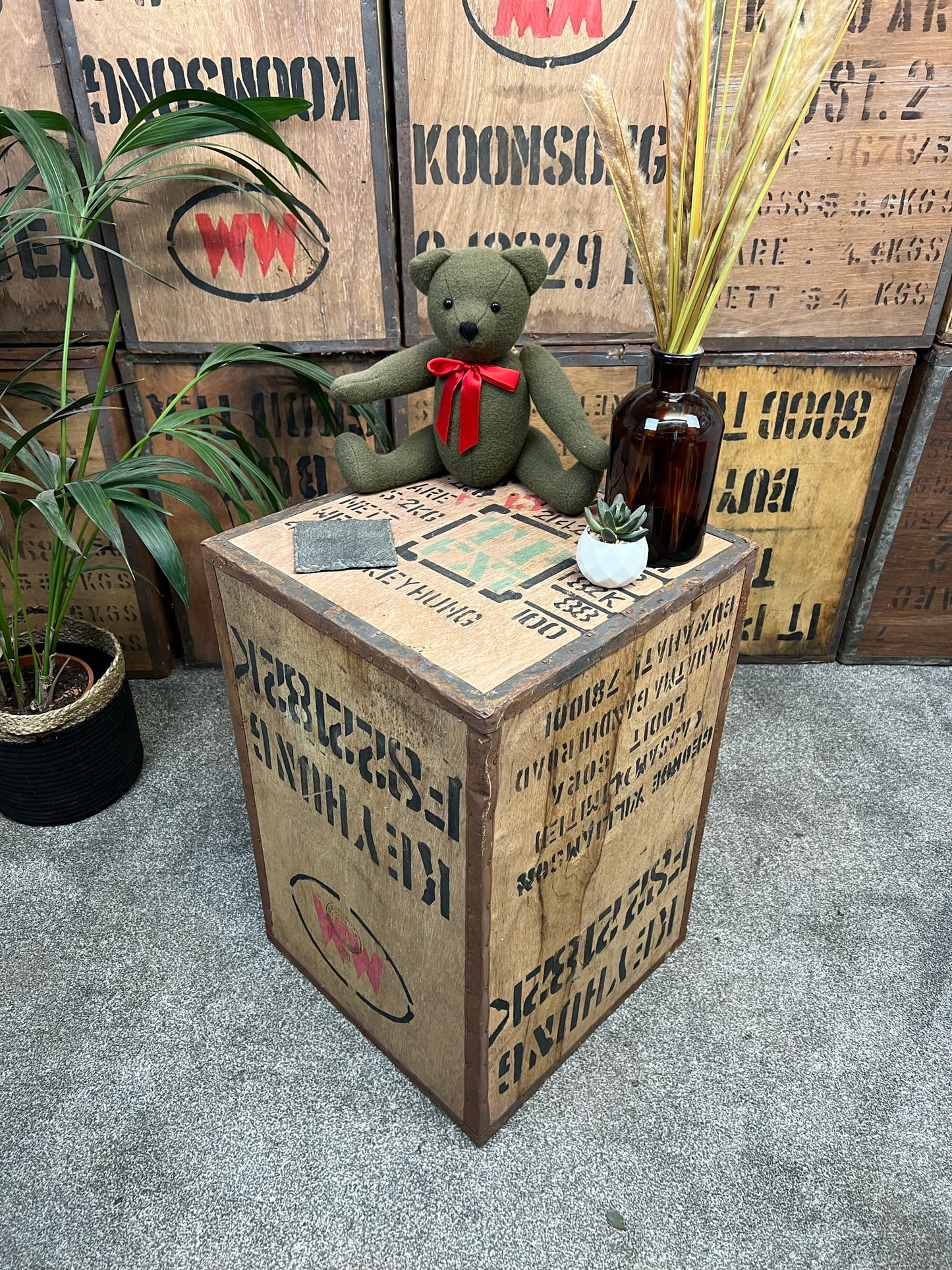 Vintage Wooden Tea Crate Side Table Chest Rustic Coffee Table Bedside Farmhouse