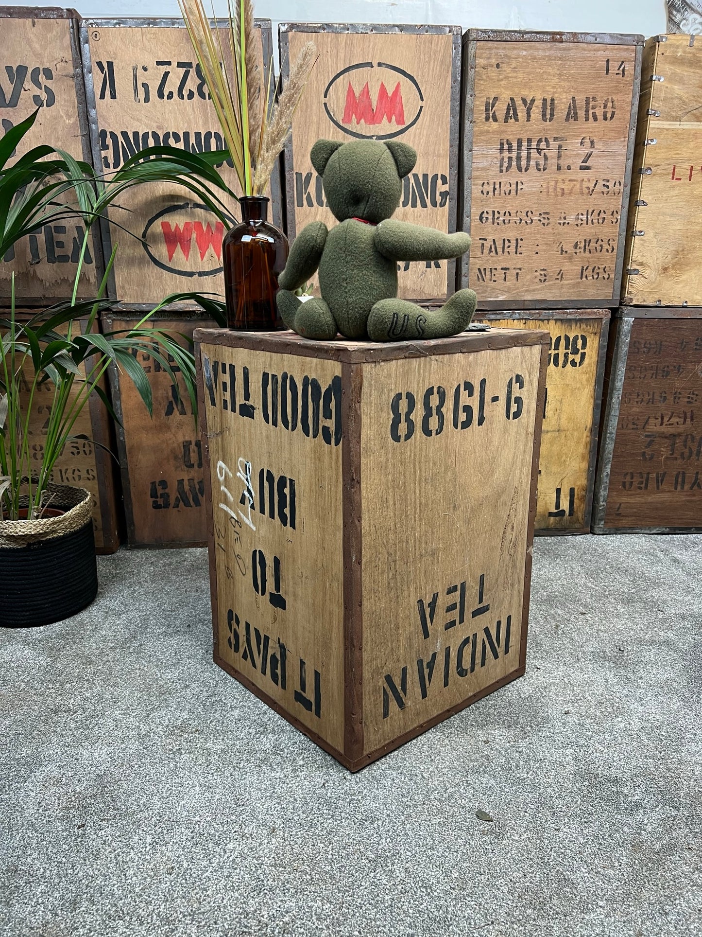 Vintage Wooden Tea Crate Side Table Chest Rustic Coffee Table Bedside Farmhouse