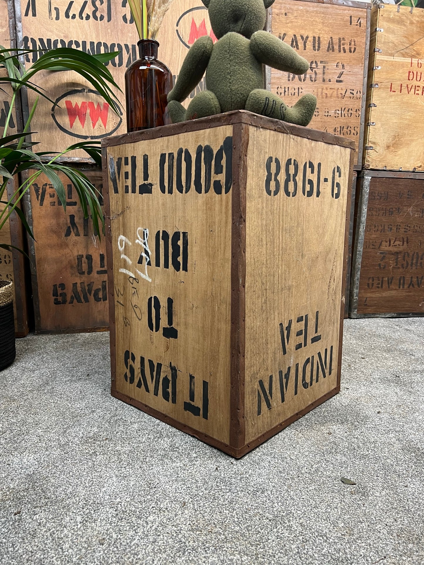Vintage Wooden Tea Crate Side Table Chest Rustic Coffee Table Bedside Farmhouse