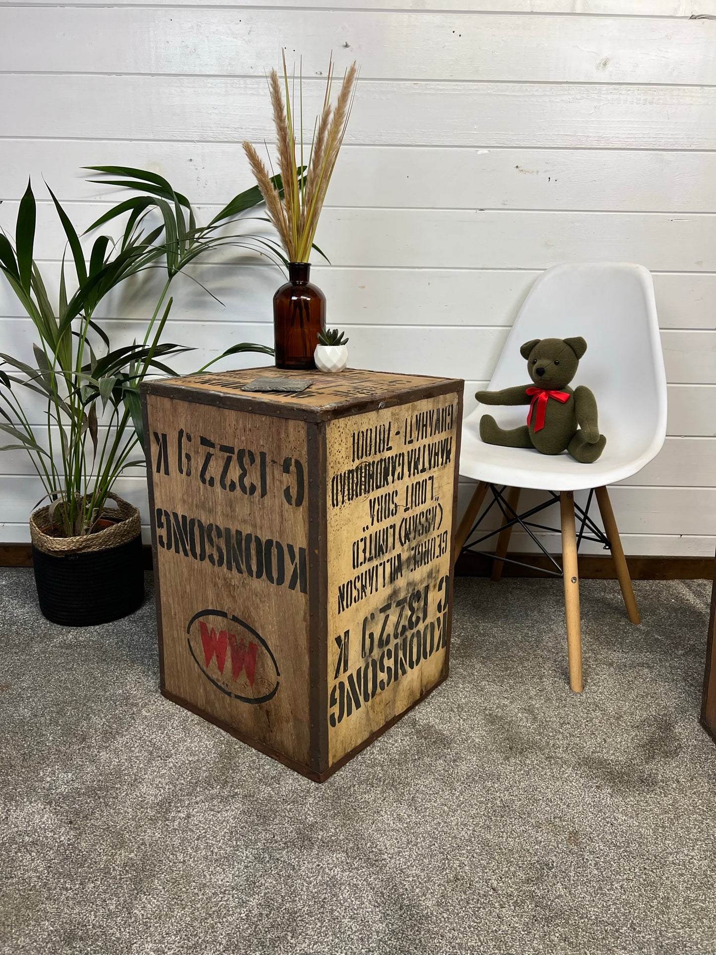 Vintage Wooden Tea Crate Side Table Chest Rustic Coffee Table Bedside Farmhouse
