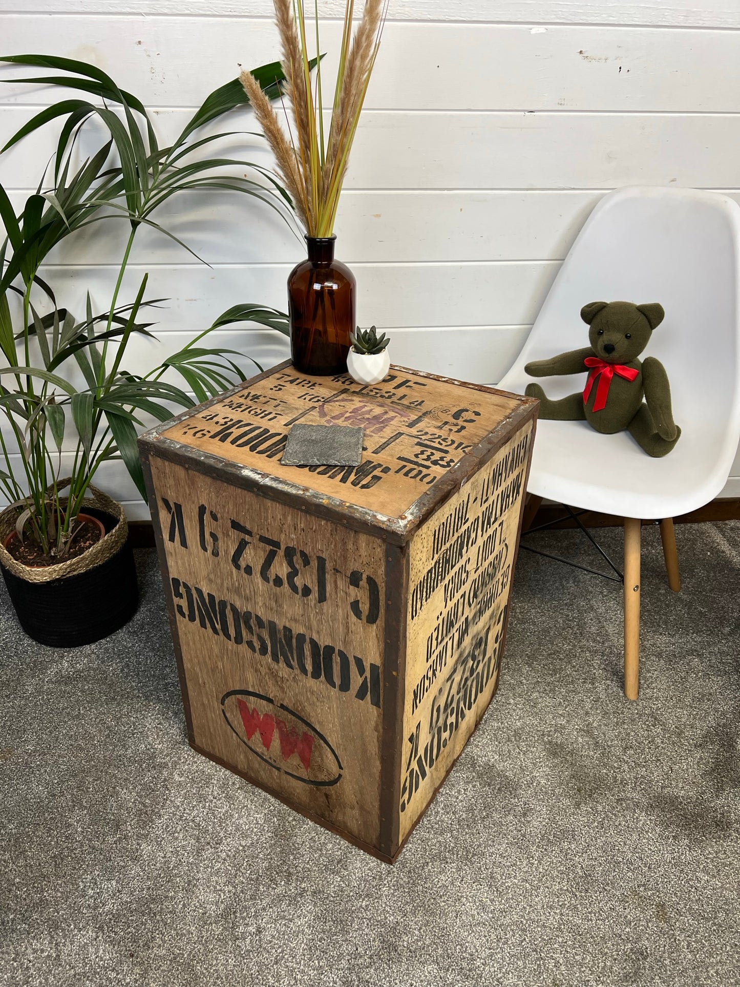 Vintage Wooden Tea Crate Side Table Chest Rustic Coffee Table Bedside Farmhouse